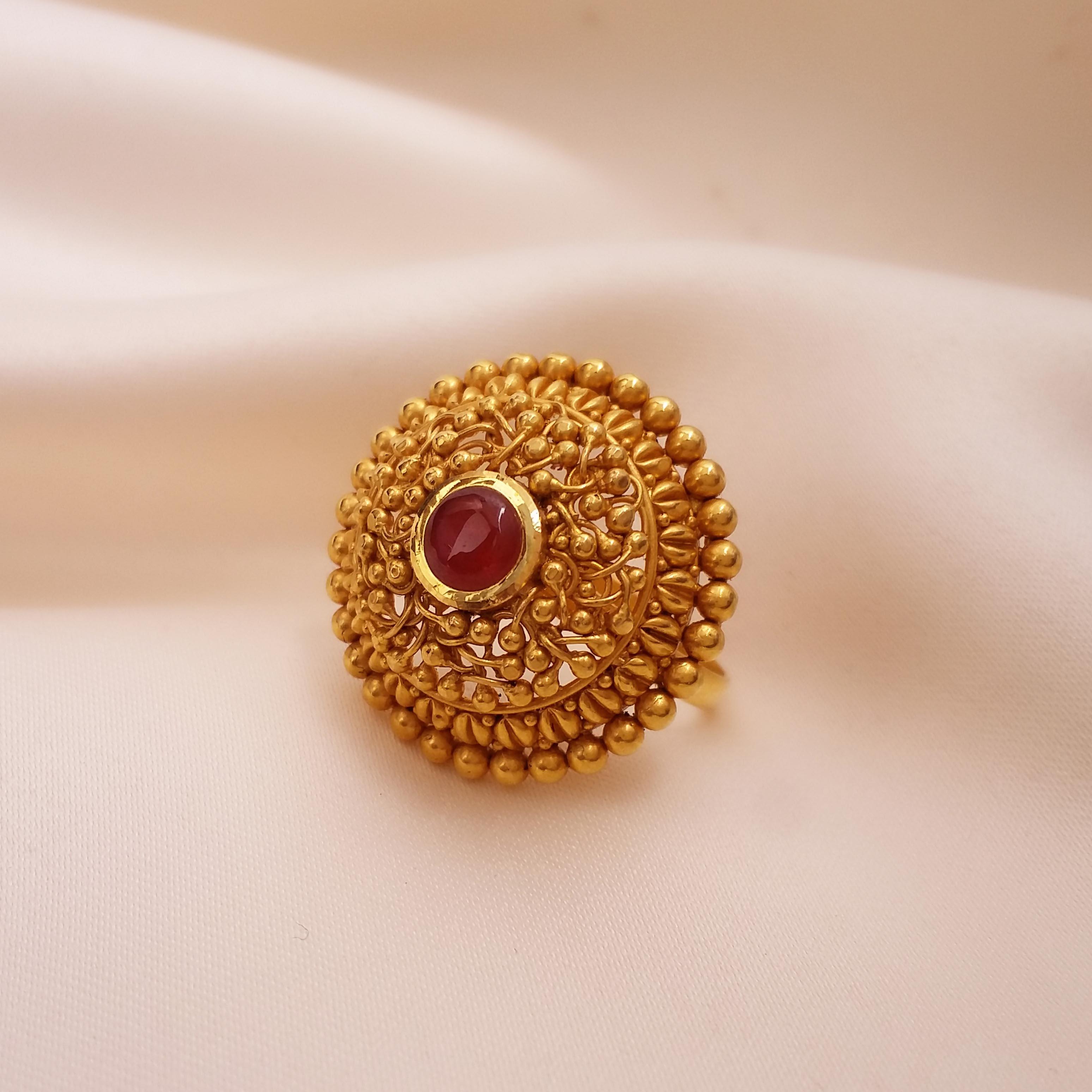 Buy Intricate Gemdrop Passa Gold Ring 22 KT yellow gold (6.8 gm). | Online By Giriraj Jewellers