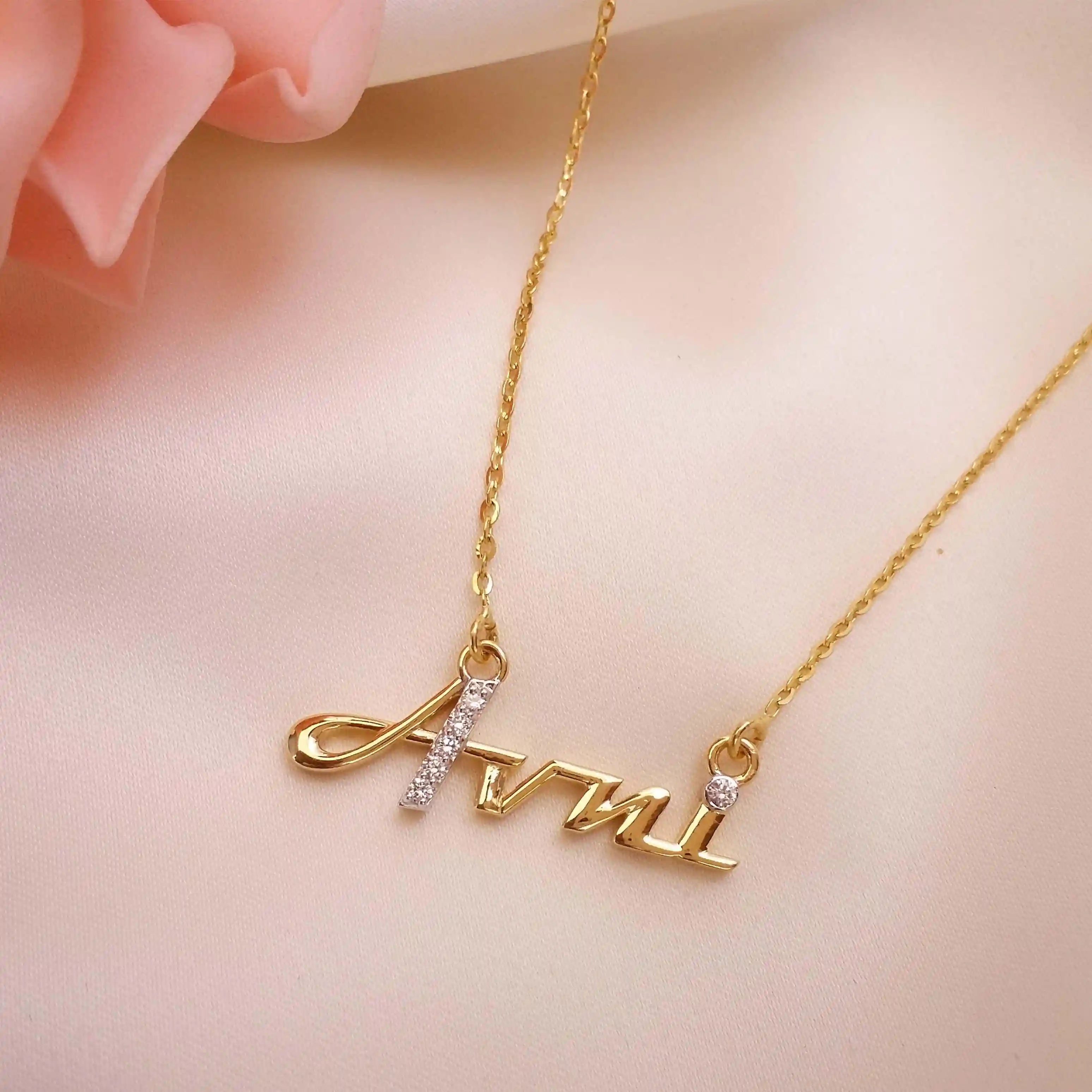 Buy Avni Artistic Name Gold Pendant 18 KT yellow gold (2.55 gm). | Online By Giriraj Jewellers