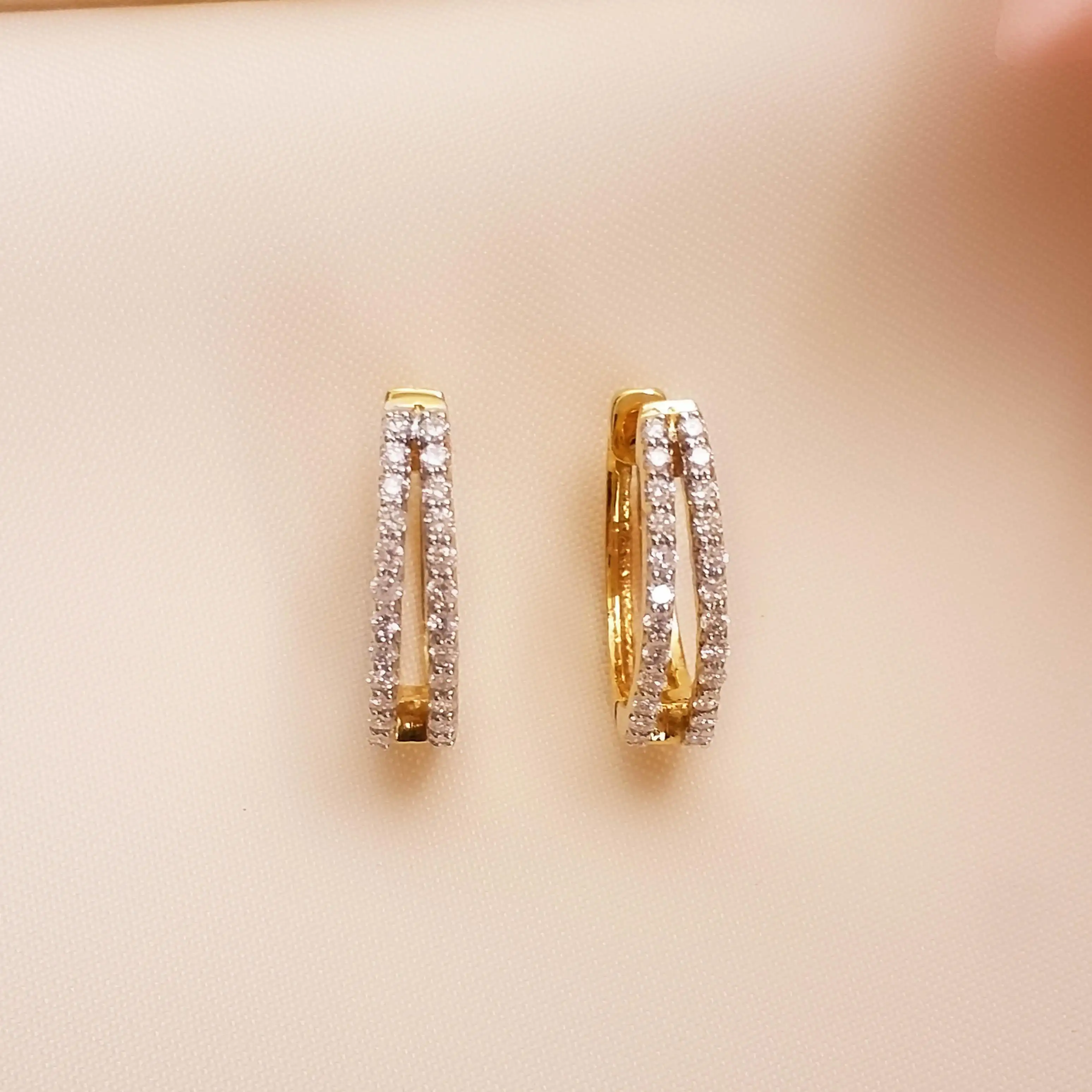 Buy Dazzling Dew Diamond Hoop Earrings 18 KT yellow gold (2.65 gm). | Online By Giriraj Jewellers