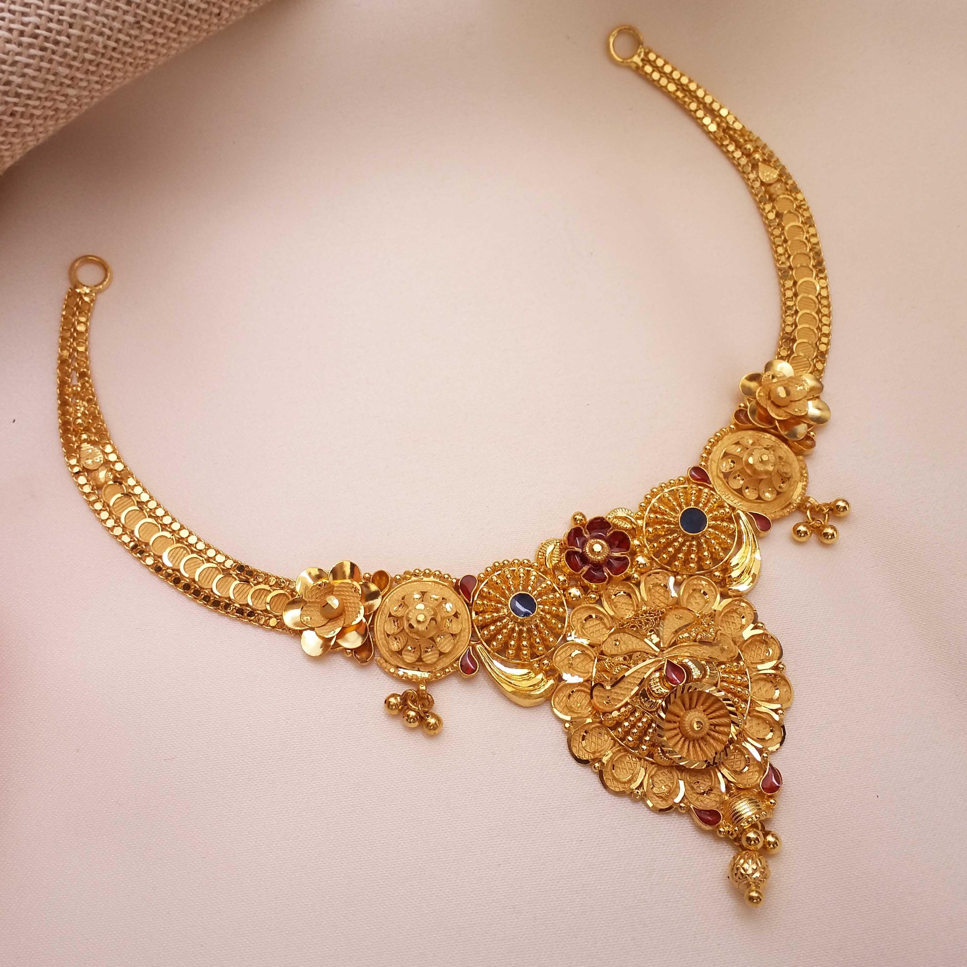 Buy Nitya Florale 22K Gold Necklace 22 KT yellow gold (23.3 gm). | Online By Giriraj Jewellers