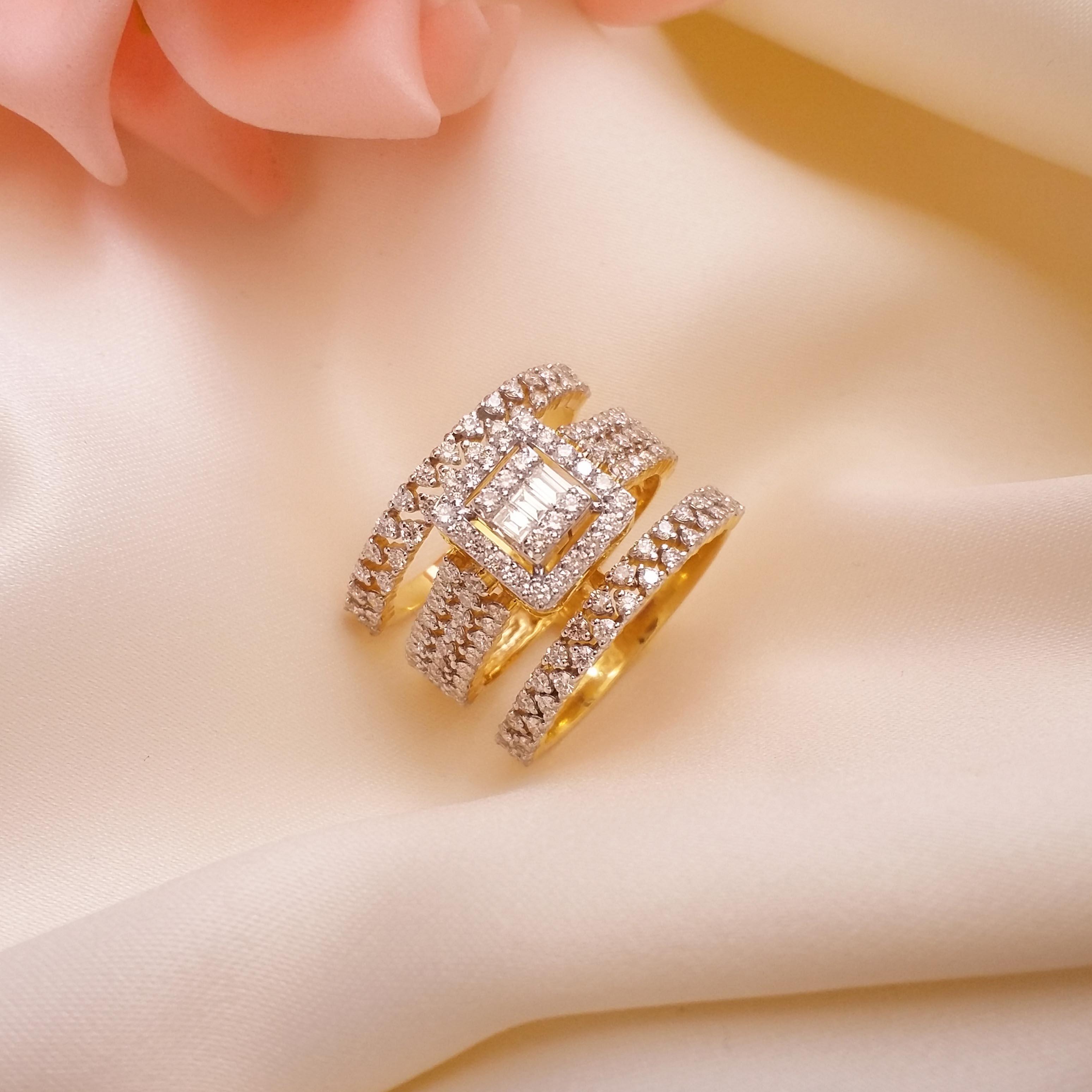 Solitaire Rope Design Cocktail Round Cut Engagement Rings Set | Italo  Jewelry