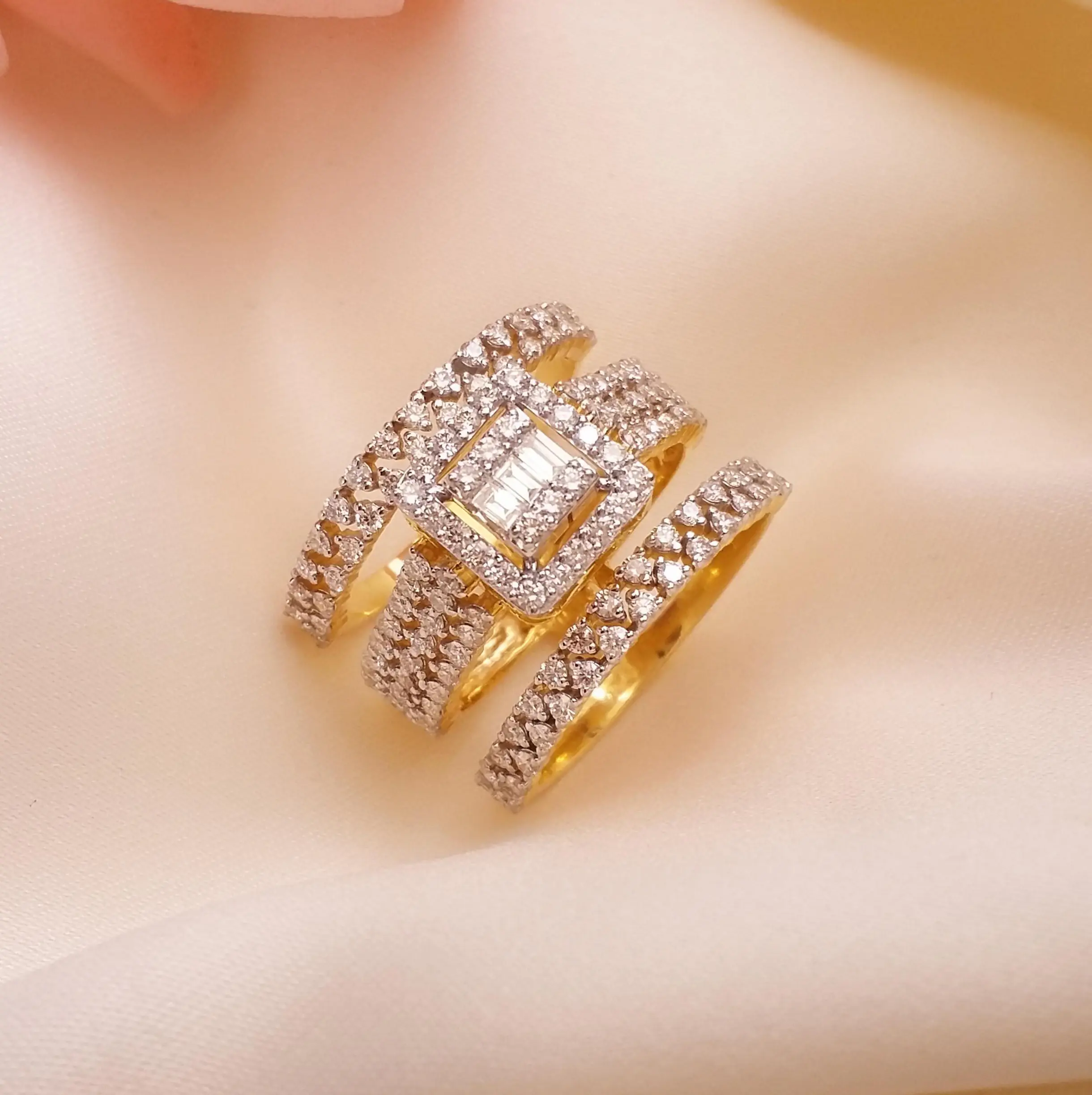 Buy Ova Cocktail Diamond Ring 18 KT yellow gold (8.7 gm). | Online By Giriraj Jewellers