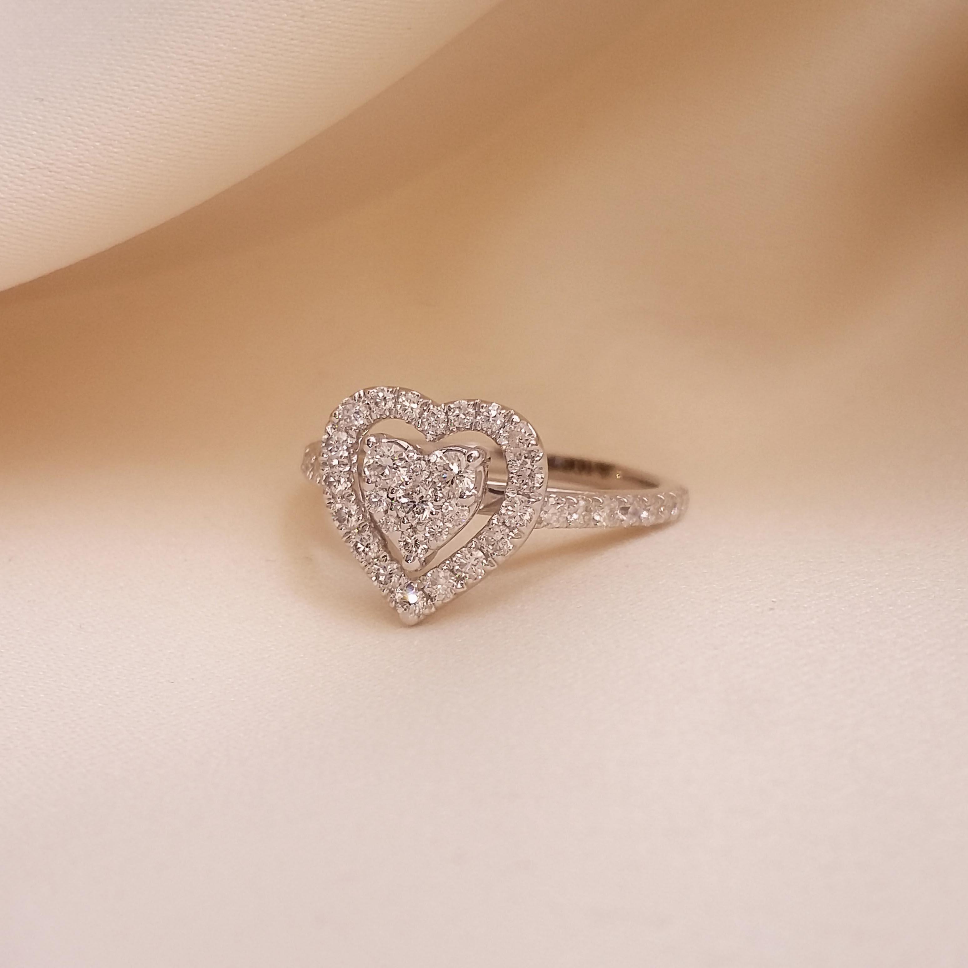 Buy Kefi Heart Diamond Ring 18 KT white gold (2.65 gm). | Online By Giriraj Jewellers