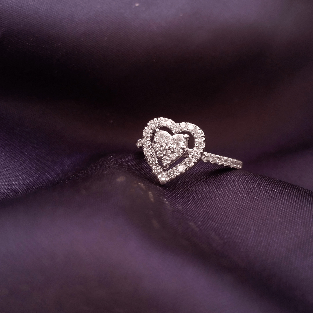 Buy Kefi Heart Diamond Ring 18 KT white gold (2.65 gm). | Online By Giriraj Jewellers