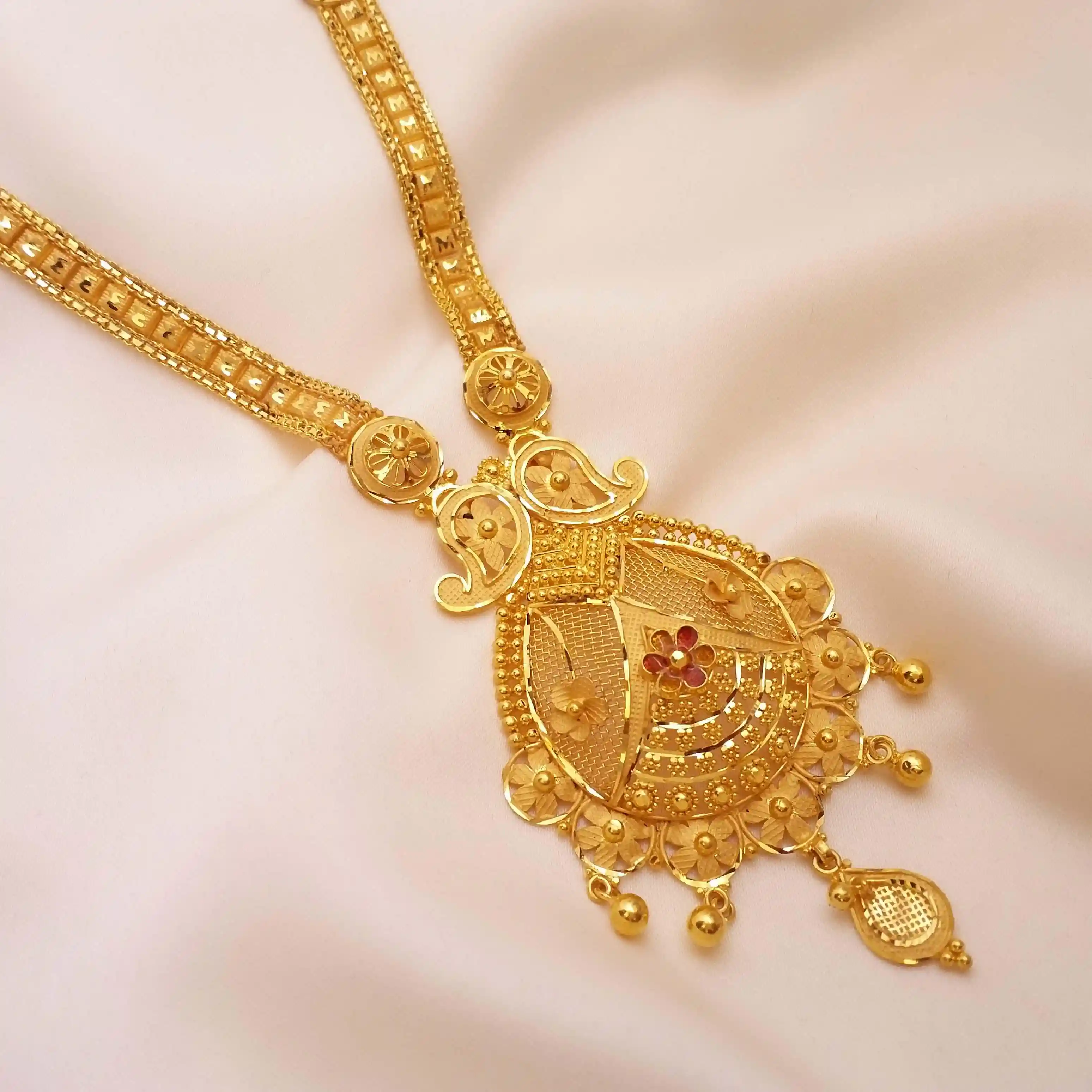 Buy Krithika 22k Long Gold Necklace 22 KT yellow gold (28.7 gm). | Online By Giriraj Jewellers