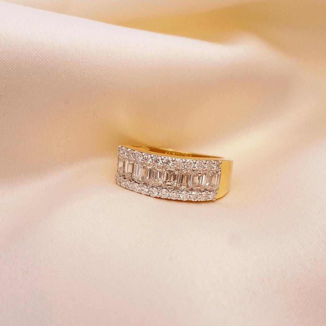 Buy Baron Baguette Diamond Band 18 KT yellow gold (6.52 gm). | Online By Giriraj Jewellers