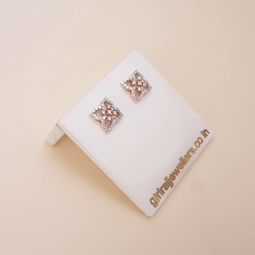 Buy Shrivika Floral Diamond Earrings 18 KT rose gold (3.13 gm). | Online By Giriraj Jewellers