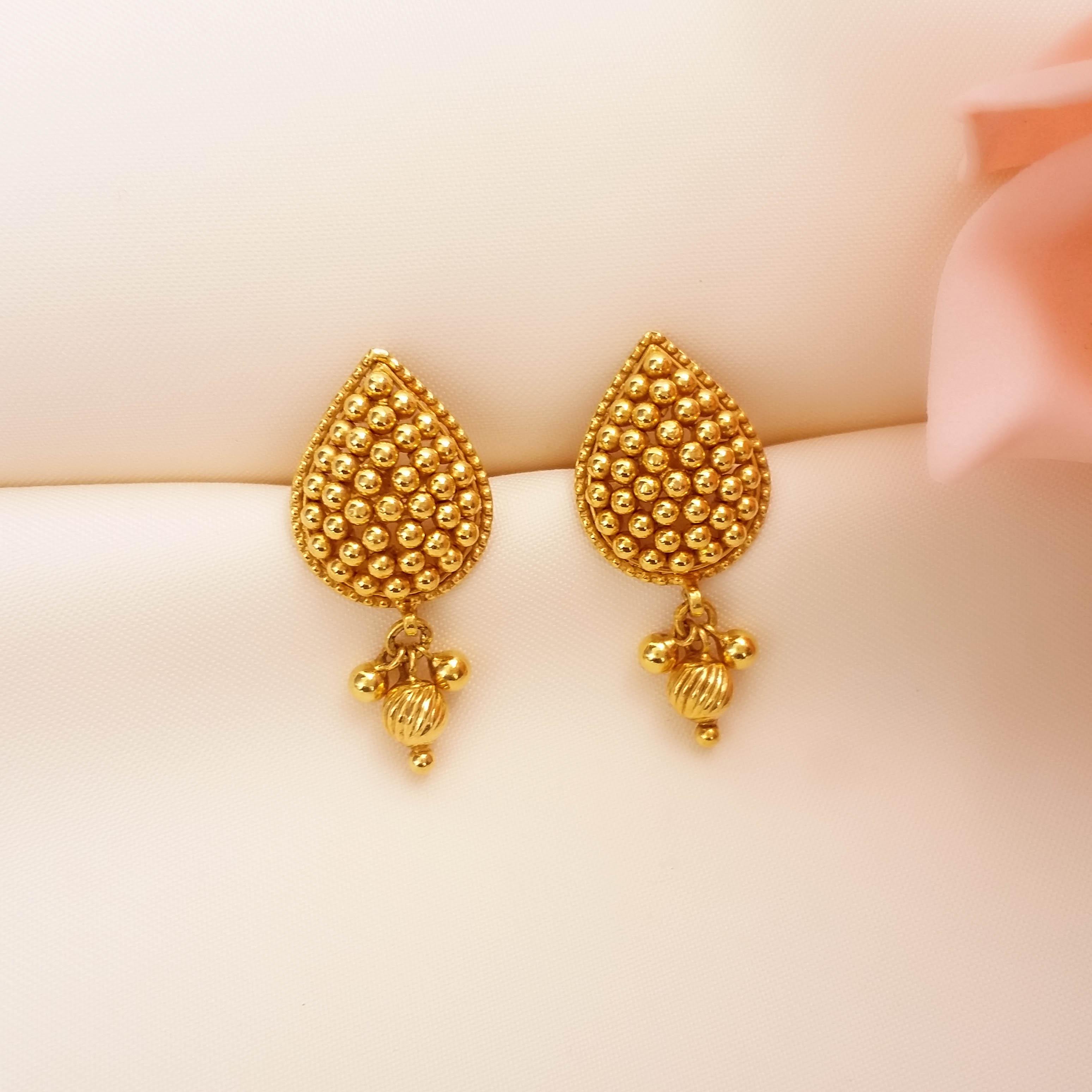 Buy Beaded Beauty Gold Earrings 22 KT yellow gold (4.39 gm). | Online By Giriraj Jewellers