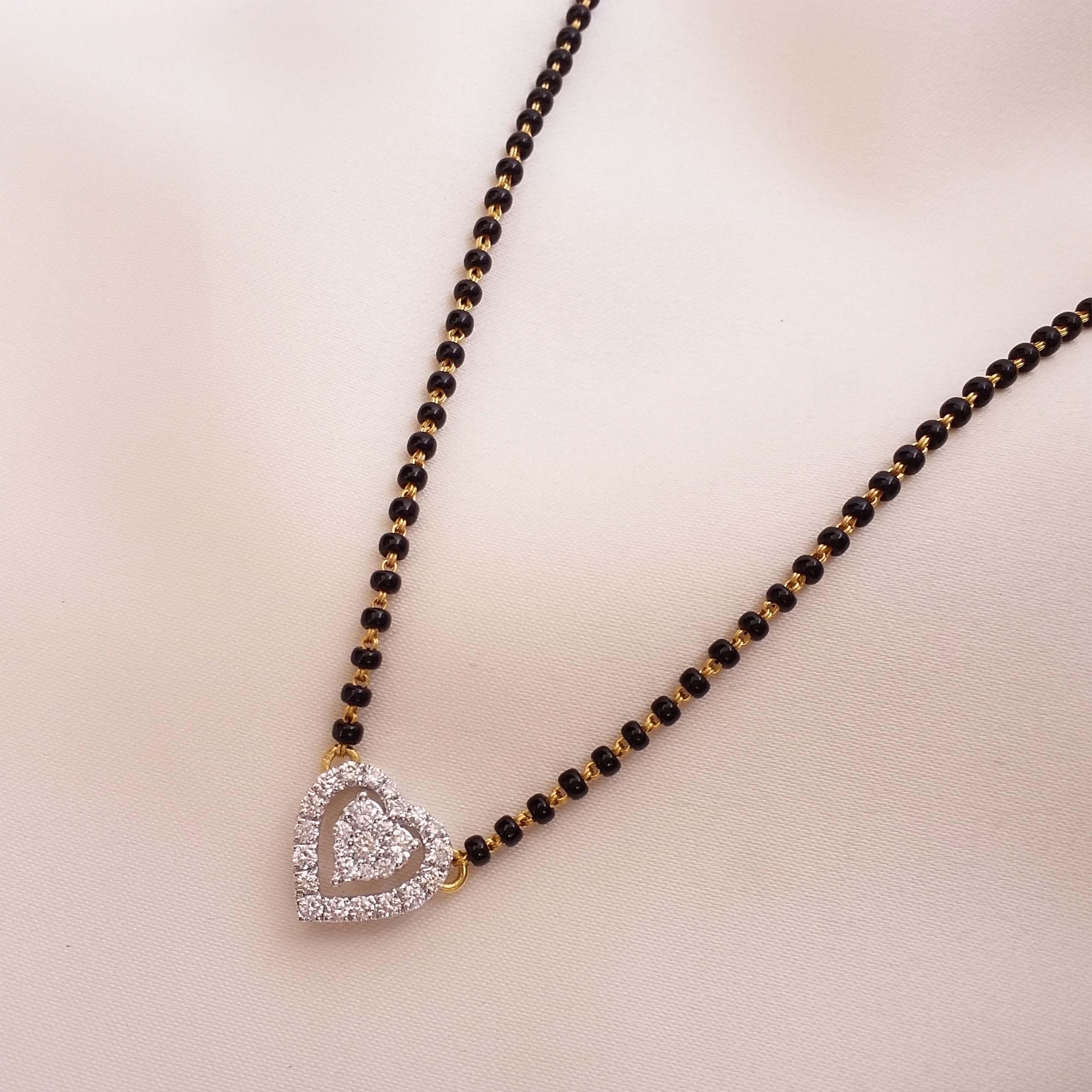 Buy Coeur Heart Diamond Mangalsutra 18 KT yellow gold (3.65 gm). | Online By Giriraj Jewellers