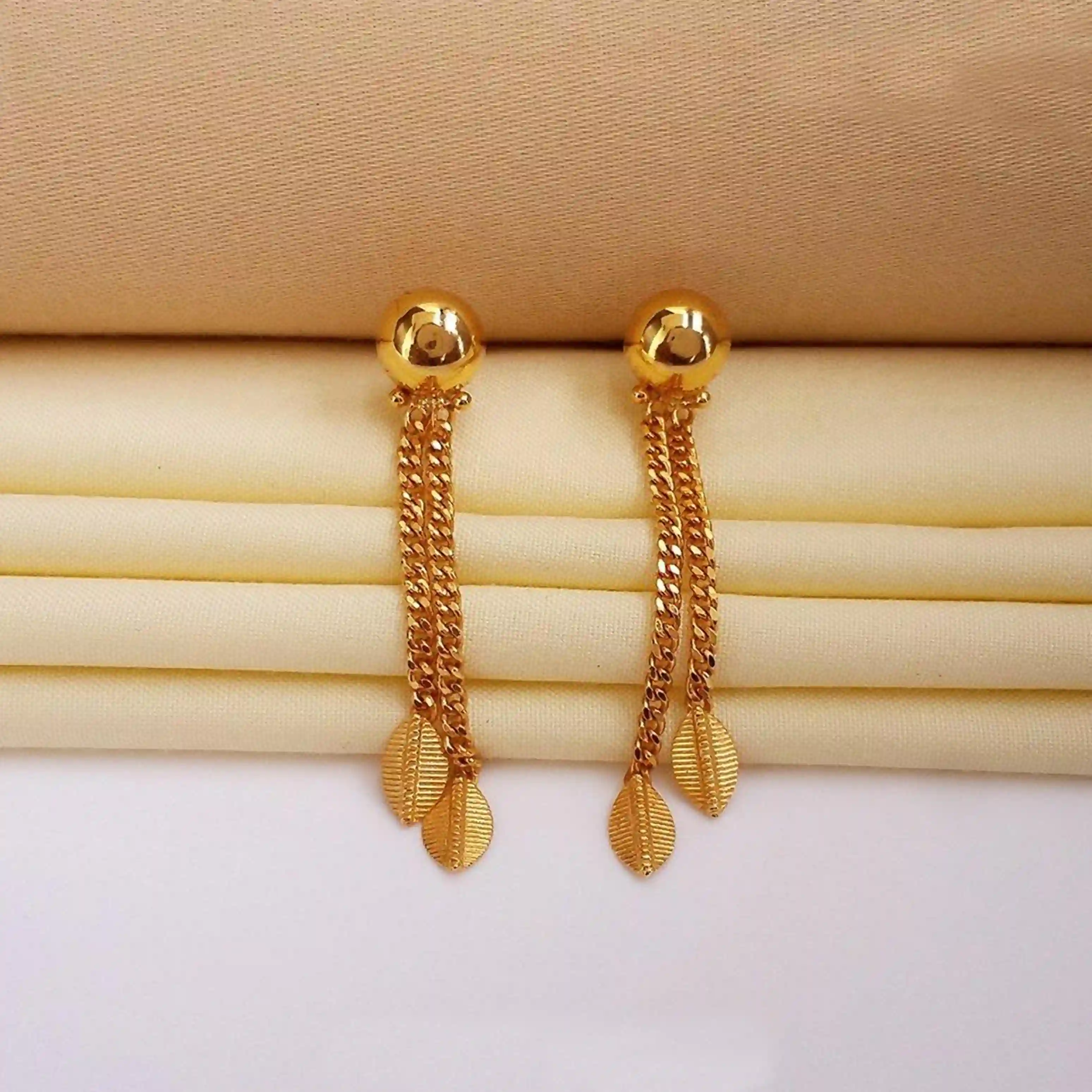 Buy Leafy Tinklets Gold Earrings 22 KT yellow gold (3.95 gm). | Online By Giriraj Jewellers