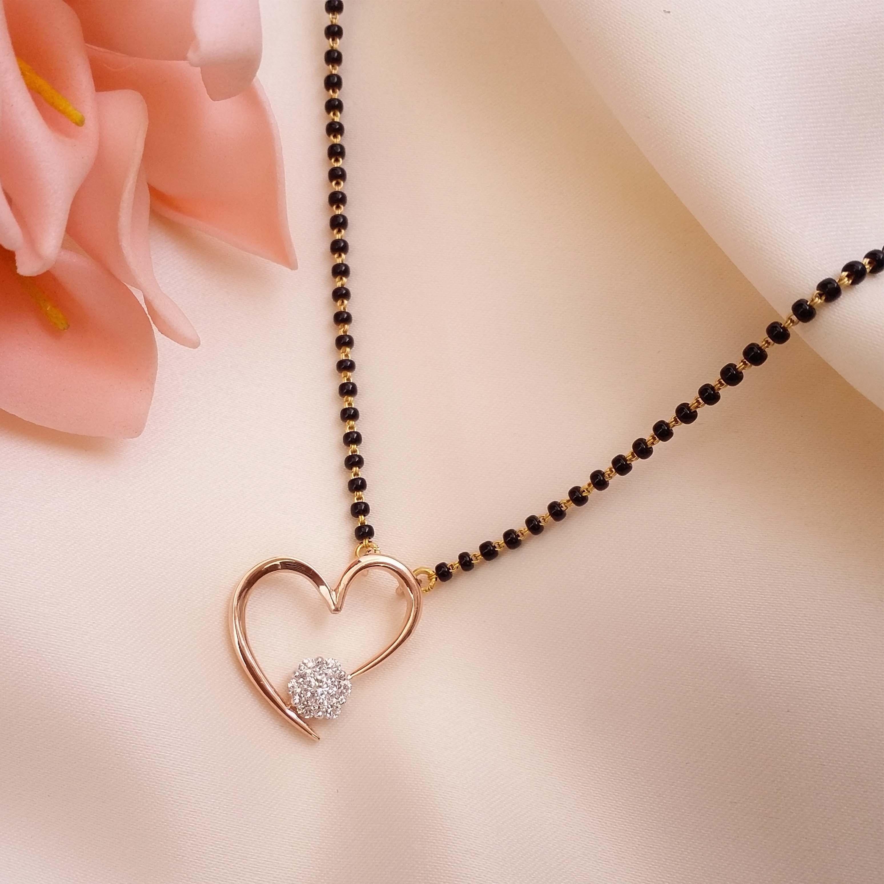 Buy Aimer Heart Diamond Mangalsutra 18 KT rose gold (4.92 gm). | Online By Giriraj Jewellers