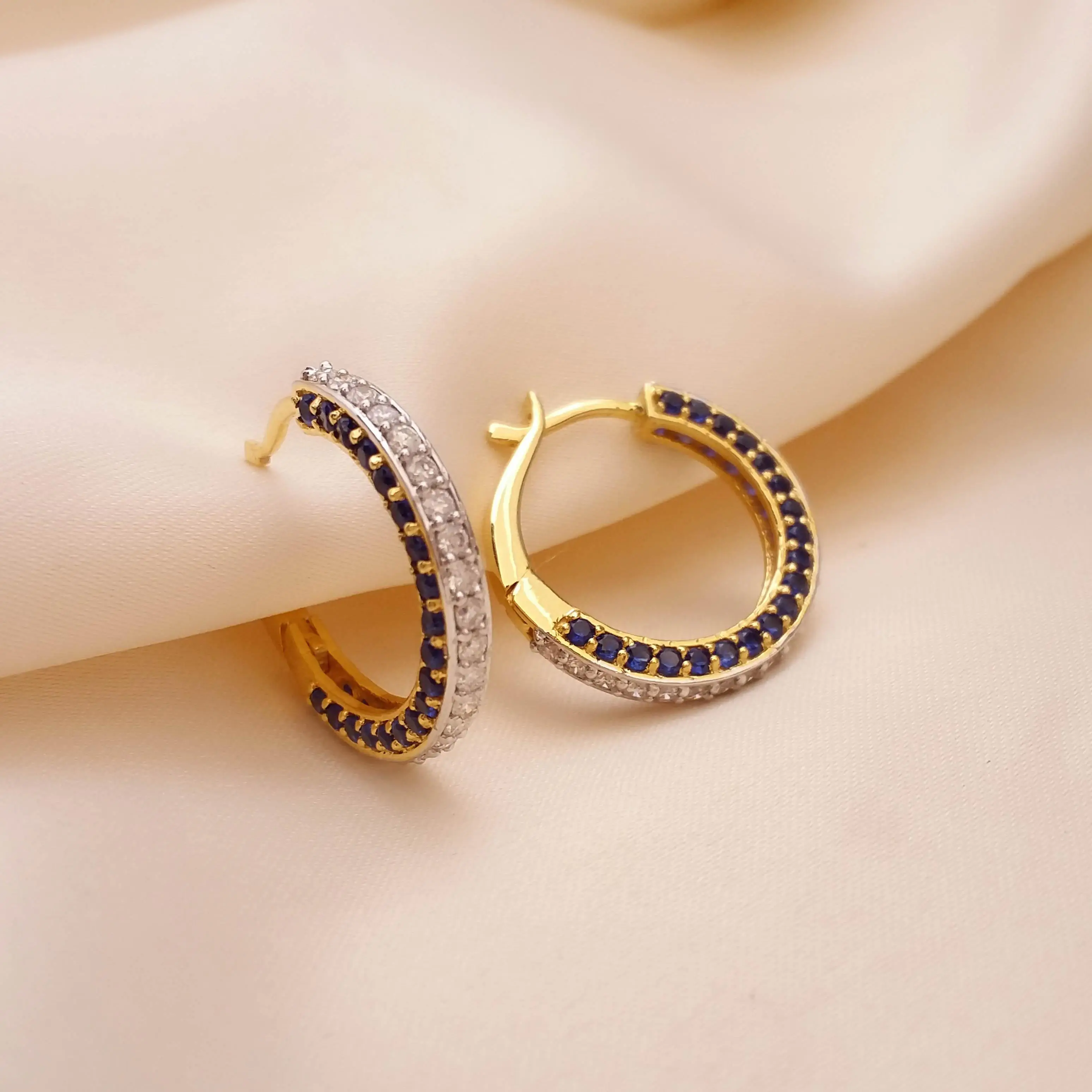 Buy Noemi Diamond Hoops Earrings 18 KT yellow gold (5 gm). | Online By Giriraj Jewellers