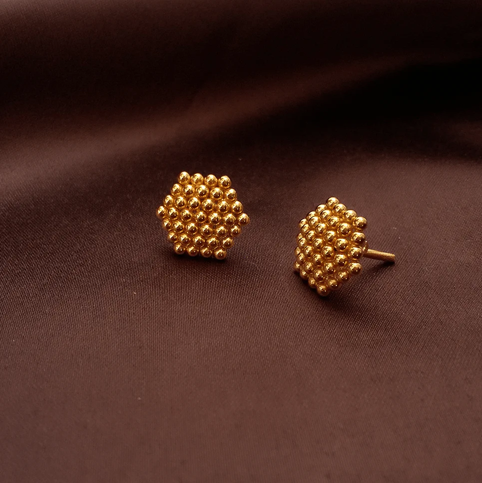 Buy Beaded Bouquet Gold Earrings 22 KT yellow gold (2.34 gm). | Online By Giriraj Jewellers