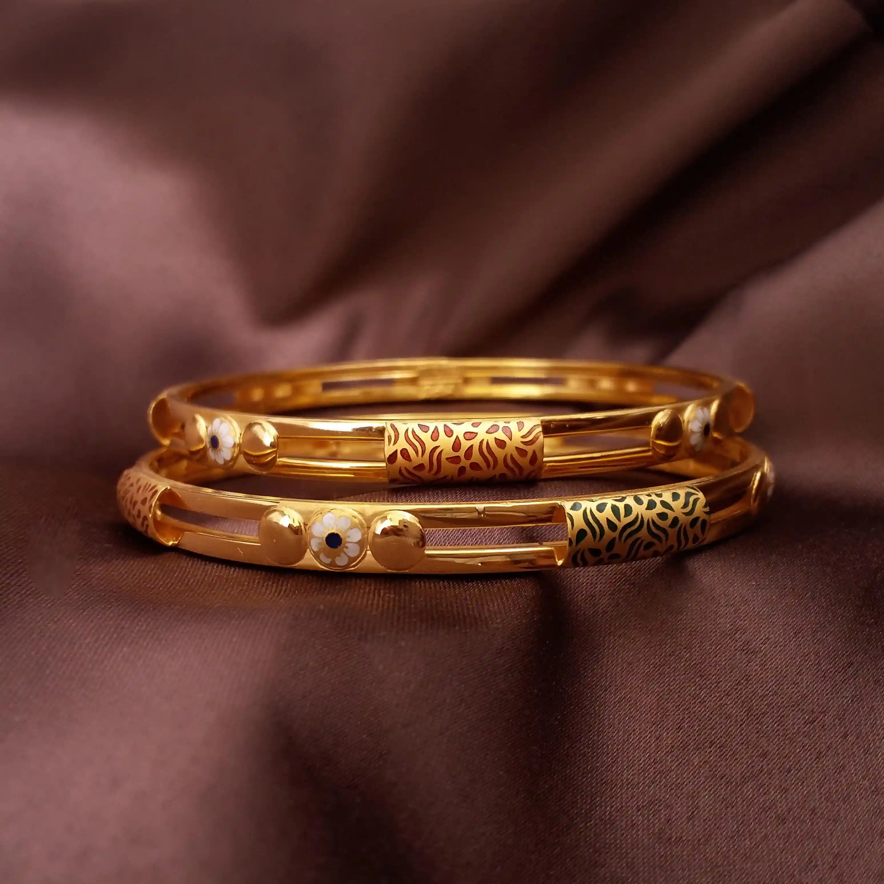 Buy Flawless Florale Gold Bangles 22 KT yellow gold (30.7 gm). | Online By Giriraj Jewellers
