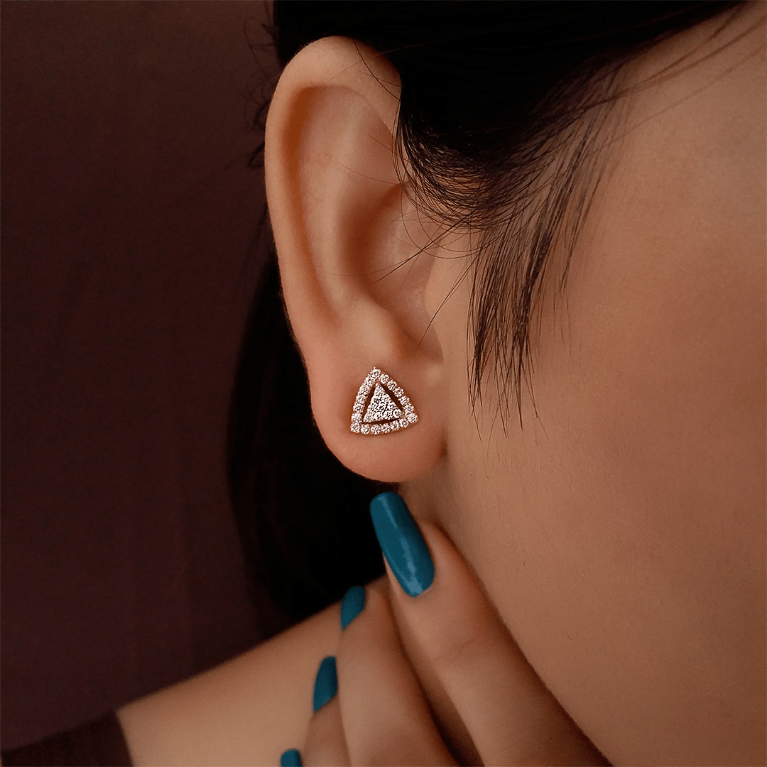 Buy Twinkling Twilight Diamond Stud Earrings 18 KT rose gold (2.25 gm). | Online By Giriraj Jewellers