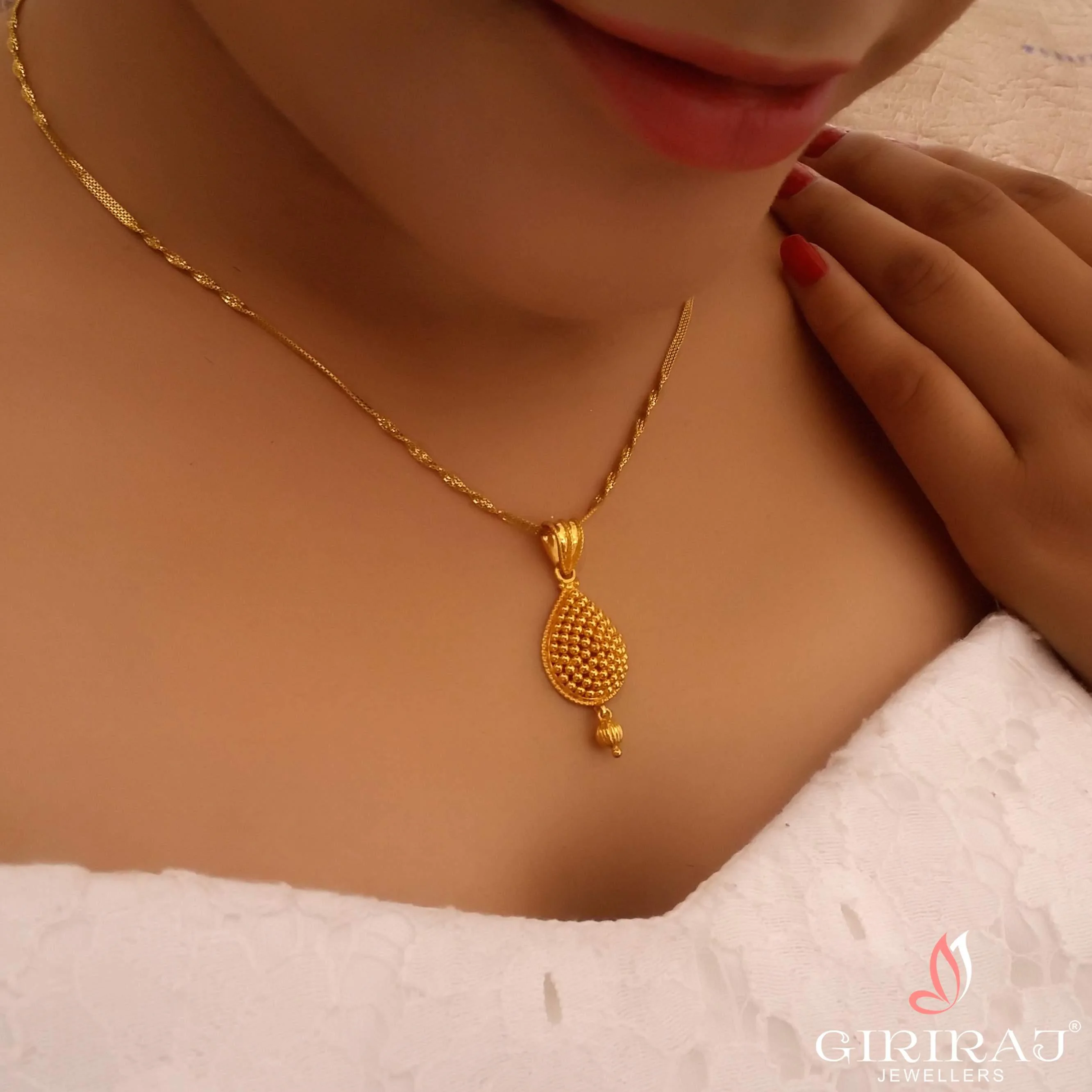 Buy Beaded Beauty Gold Pendant 22 KT yellow gold (3.46 gm). | Online By Giriraj Jewellers