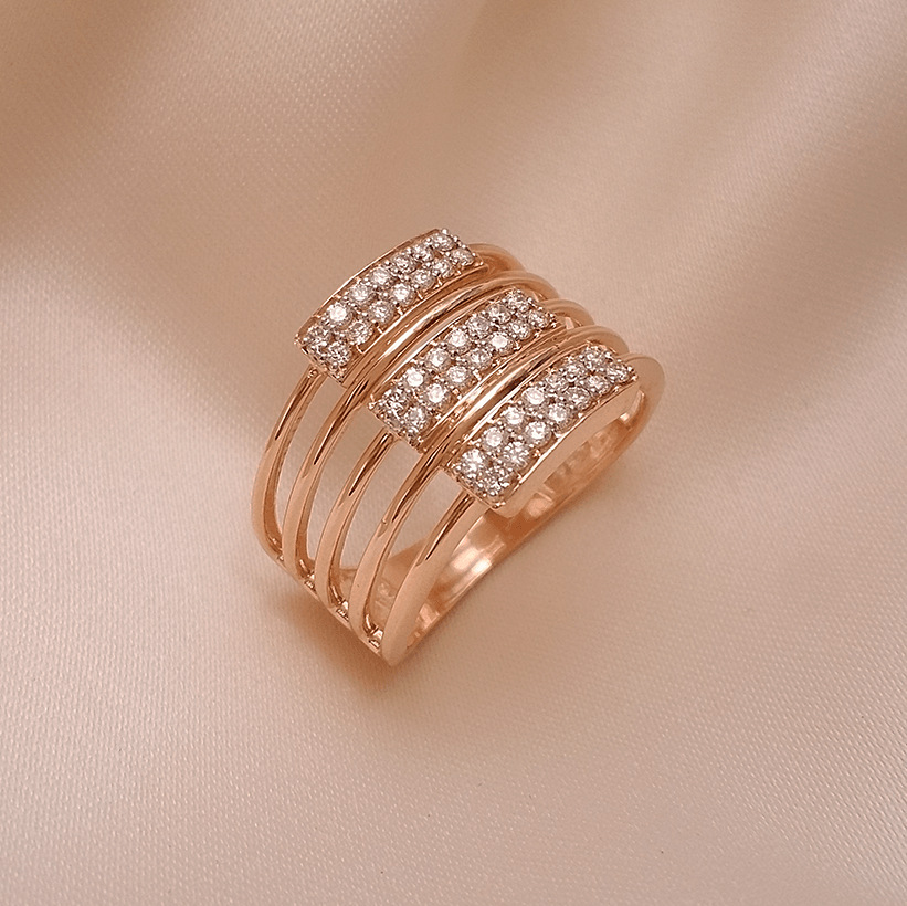 Buy Swirled Diamond Ring 18 KT rose gold (4.6 gm). | Online By Giriraj Jewellers