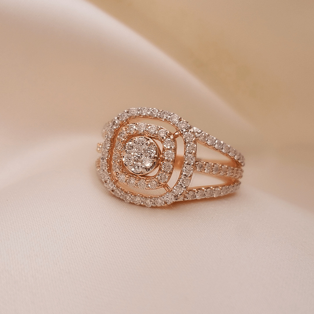 Buy Layered Diamond Ring 18 KT rose gold (3.73 gm). | Online By Giriraj Jewellers