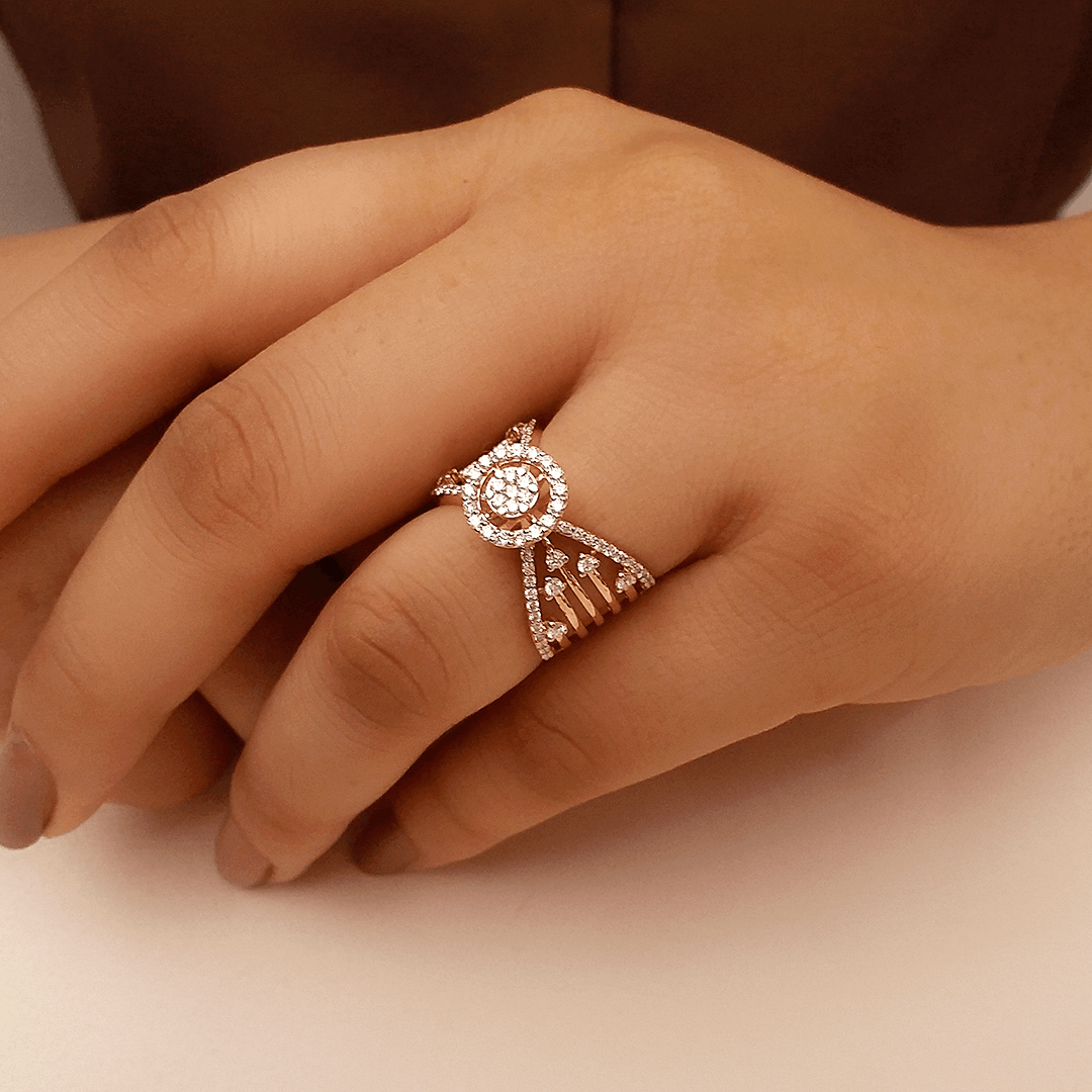 Flower Design Engagement Rings, White Gold Rings ADLR388