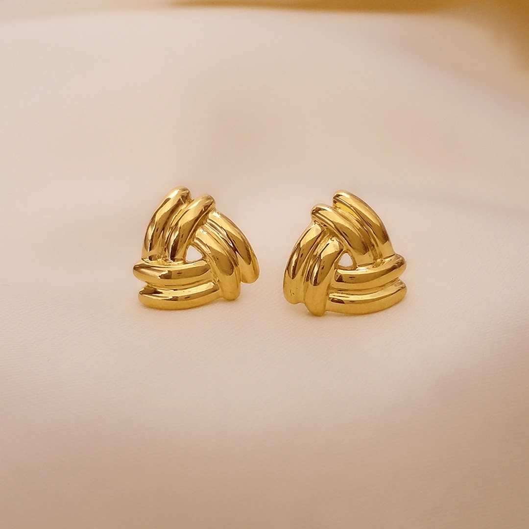Buy Triad Love Knot Gold Earrings 22 KT yellow gold (4.04 gm). | Online By Giriraj Jewellers