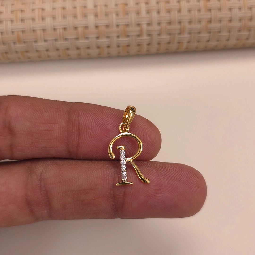Buy R Rackish Diamond Letter Pendant 18 KT yellow gold (1.136 gm). | Online By Giriraj Jewellers