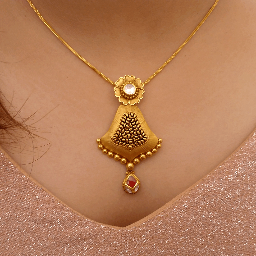Buy Floral Drop Cut Gold Pendant 22 KT yellow gold (8.4 gm). | Online By Giriraj Jewellers