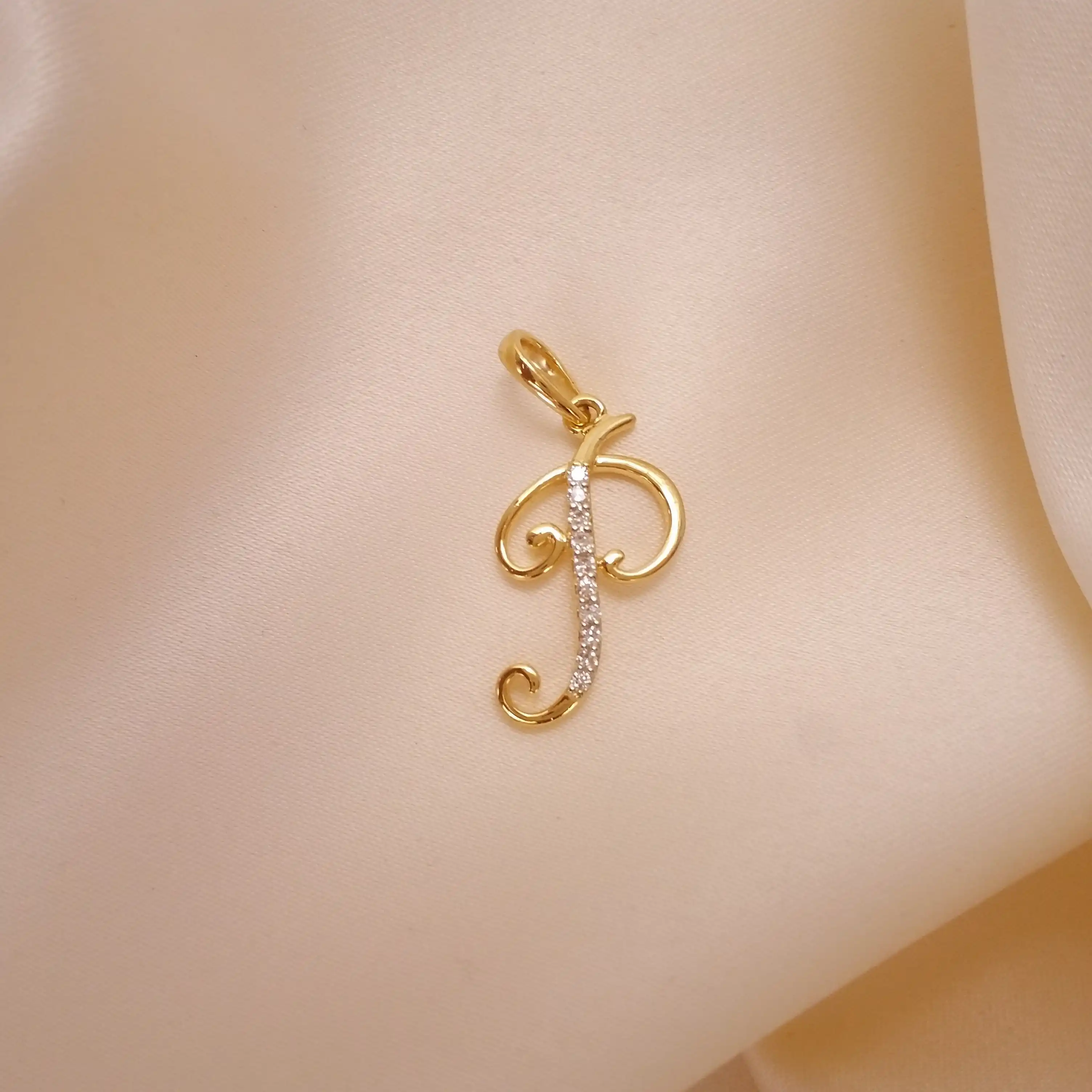 Buy P Diamond Letter Pendant 18 KT yellow gold (1.25 gm). | Online By Giriraj Jewellers
