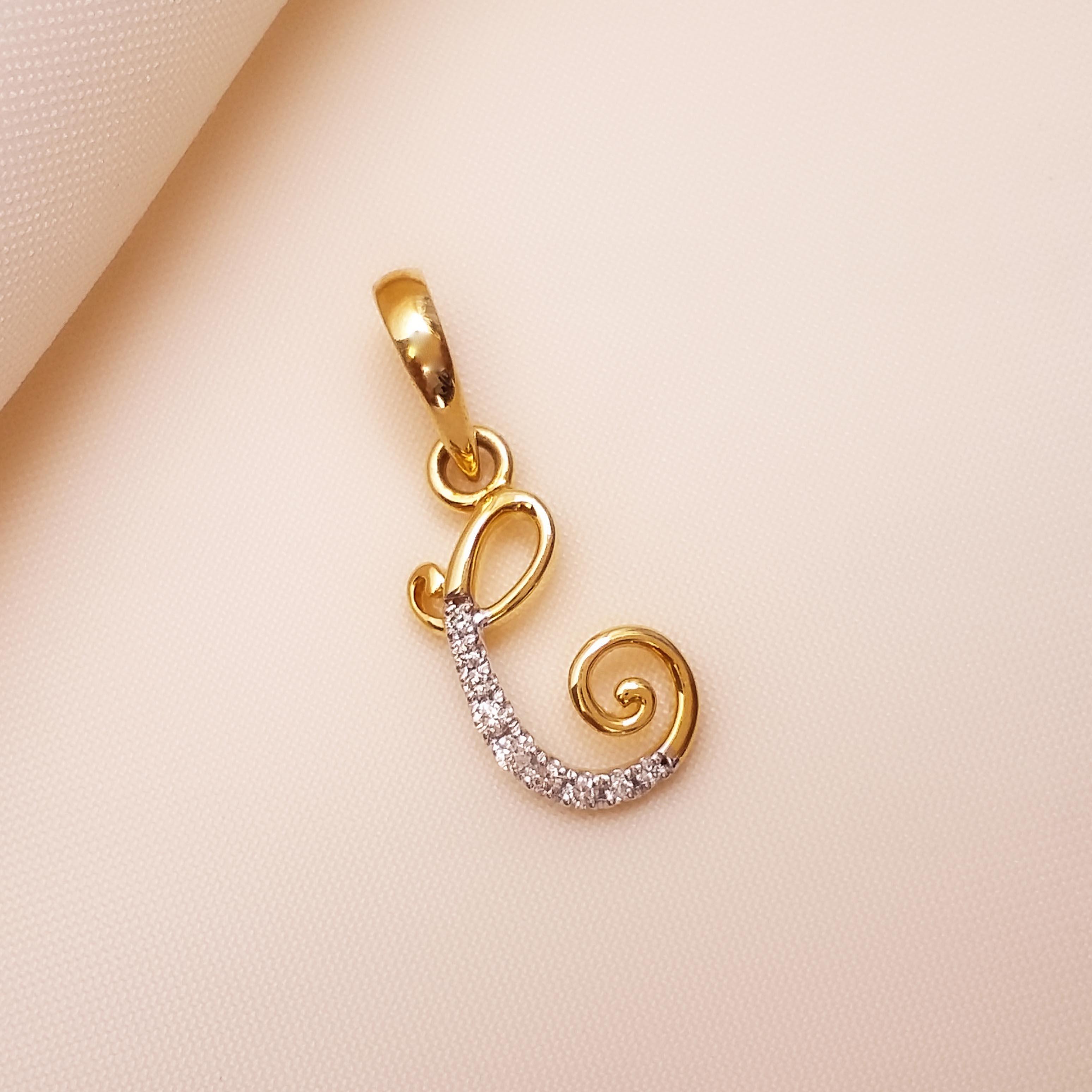 Buy C Caress Diamond  Alphabet Pendant 18 KT yellow gold (1.07 gm). | Online By Giriraj Jewellers