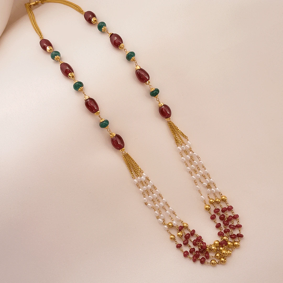 Buy Veronica Color Stone Gold Chain 22 KT yellow gold (7.66 gm). | Online By Giriraj Jewellers