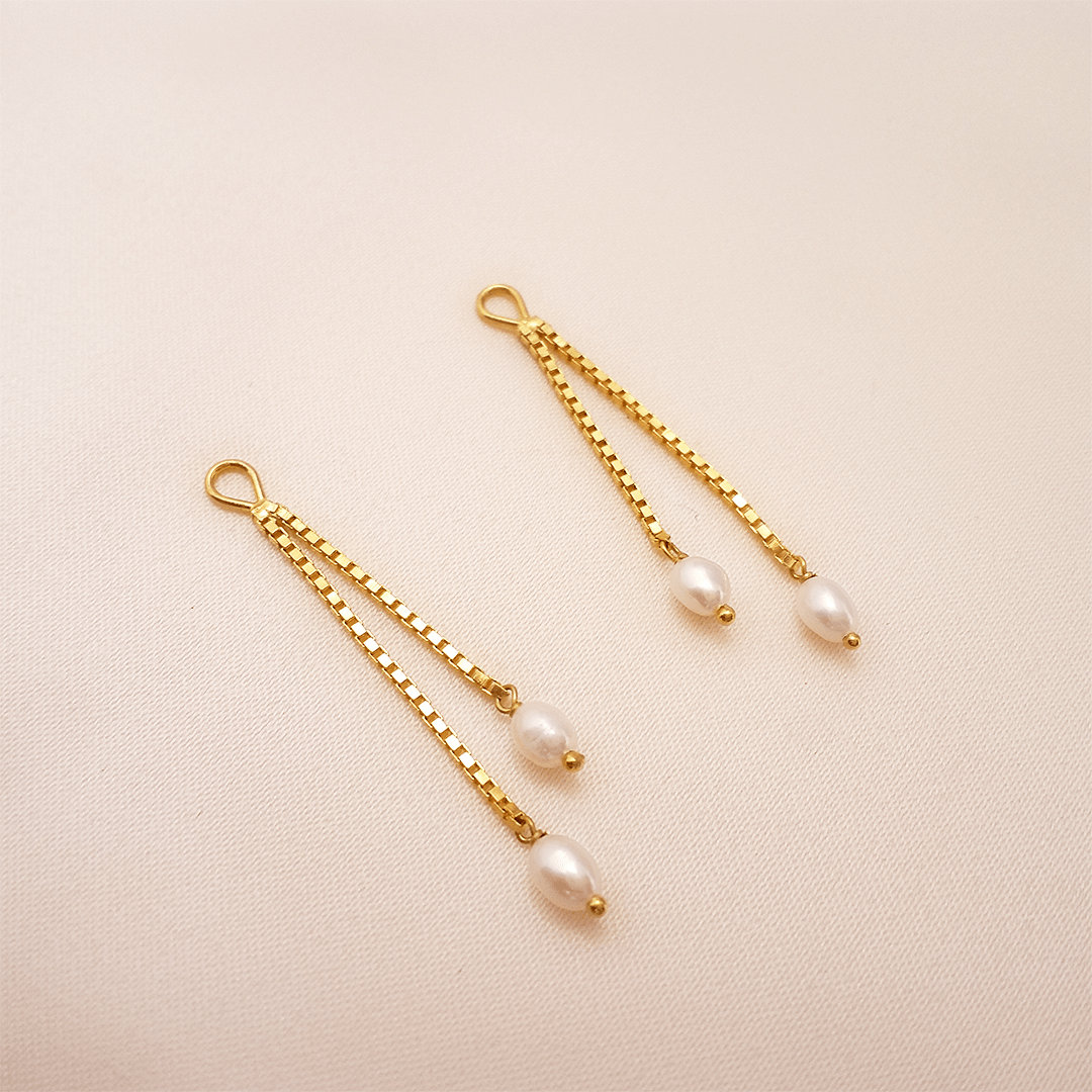 Salt of the Blue 18k Gold Plated Leaf Thread Earrings - Sacred by Design