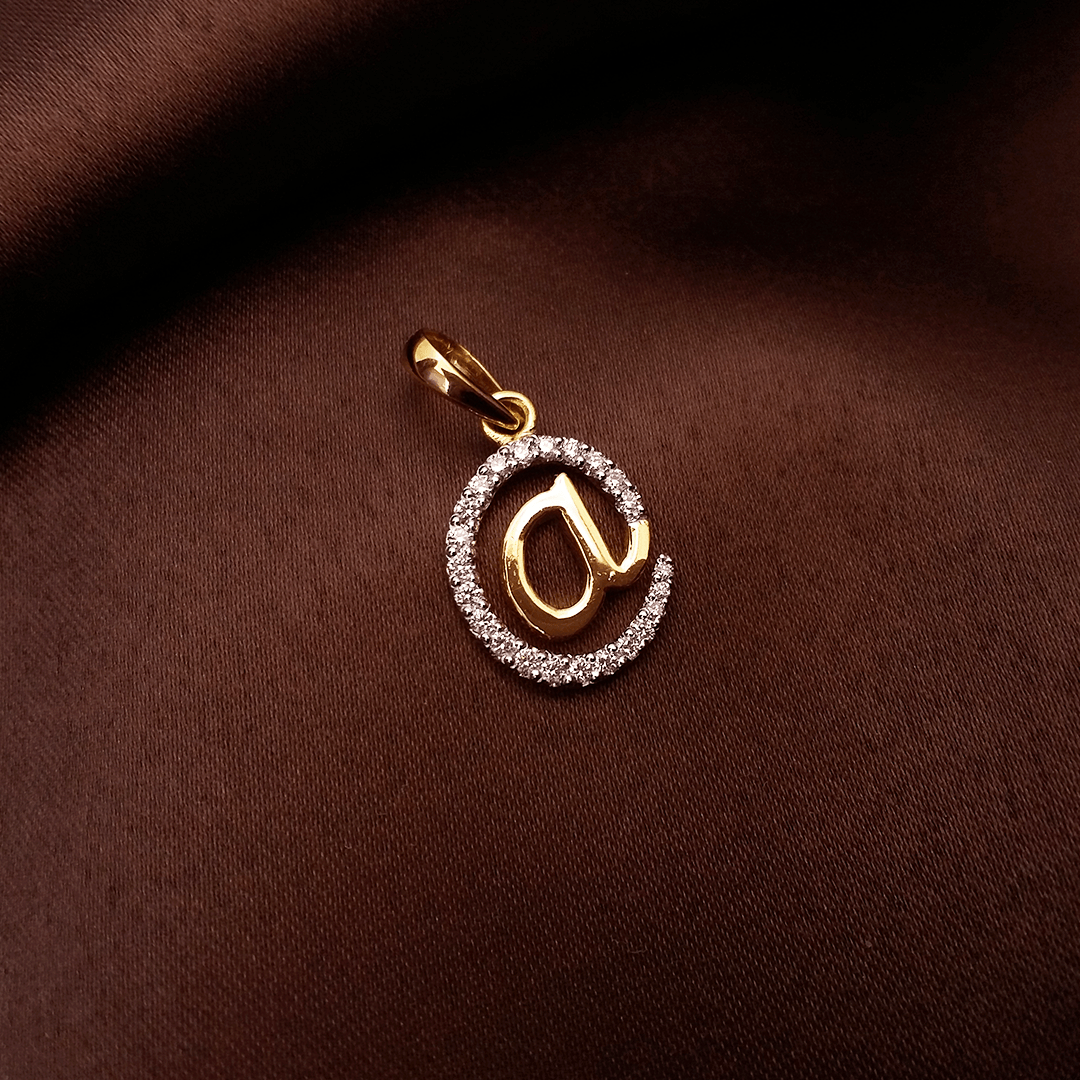 Buy A Alluring Diamond Letter Pendant 18 KT yellow gold (2.13 gm). | Online By Giriraj Jewellers