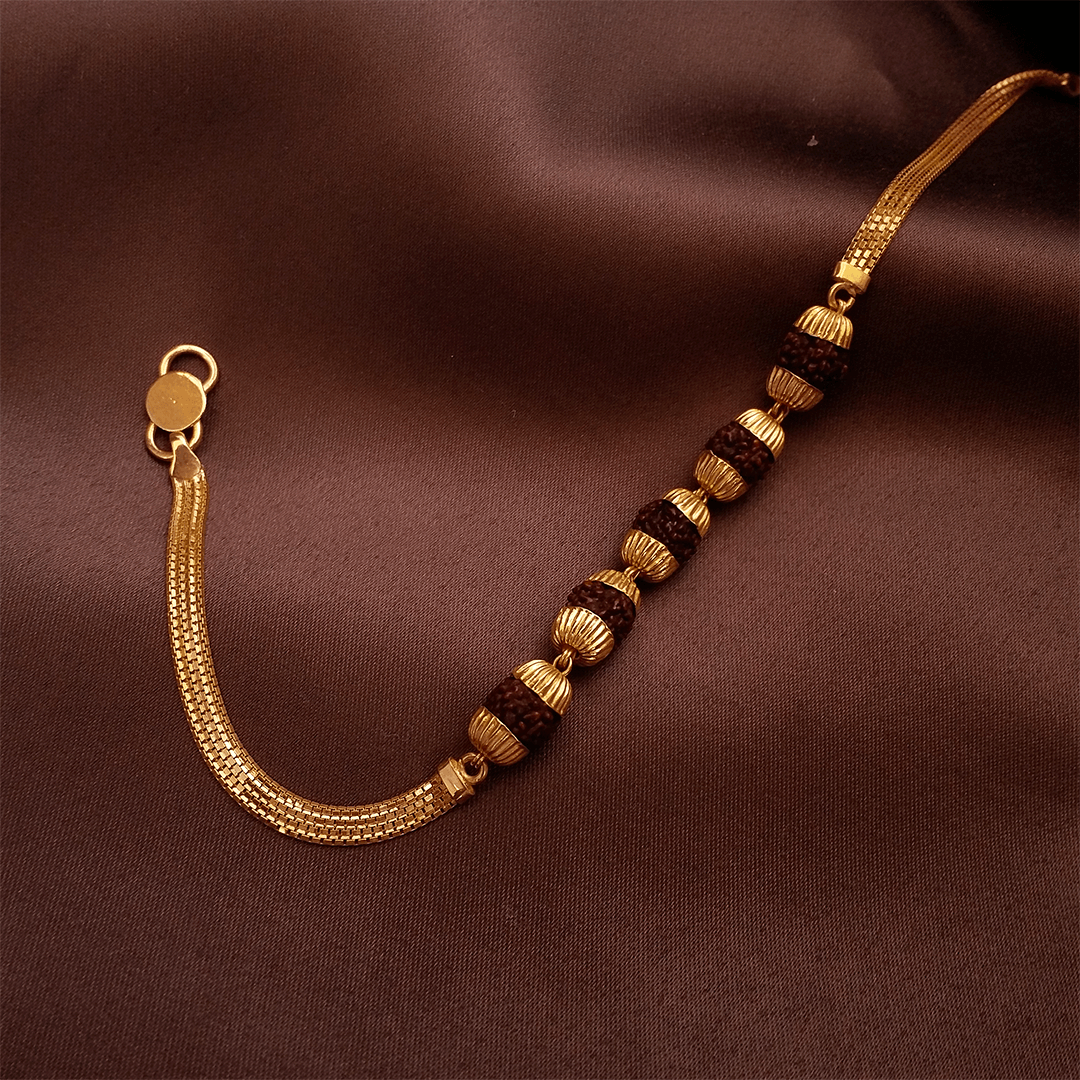 Numeroastro - 5 Mukhi Rudraksha Bracelet With Designer Gold Plated Caps (1  Pc)-sonthuy.vn