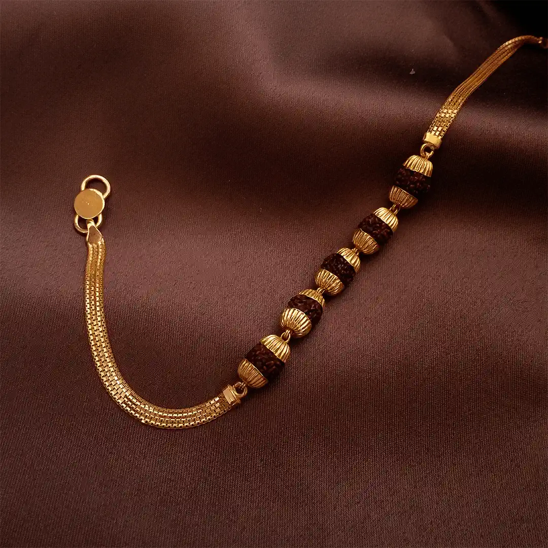 Buy Power Rudraksha Gold Bracelet 22 KT yellow gold (6.42 gm). | Online By Giriraj Jewellers