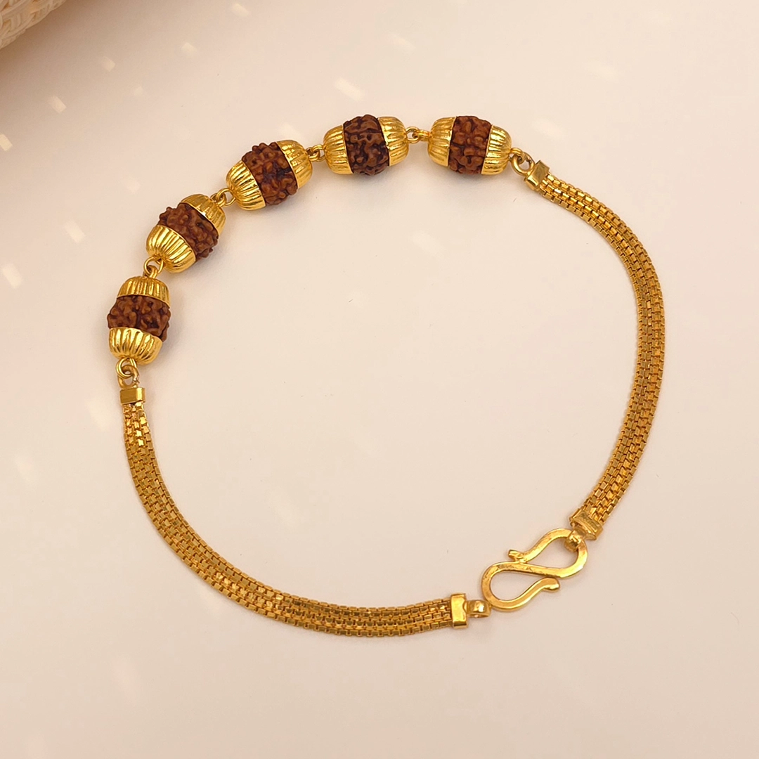 Buy Power Rudraksha Gold Bracelet 22 KT yellow gold (6.42 gm). | Online By Giriraj Jewellers