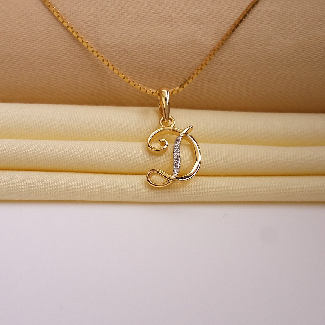 Buy D Deliz Gold Letter Pendant 18 KT yellow gold (1.451 gm). | Online By Giriraj Jewellers