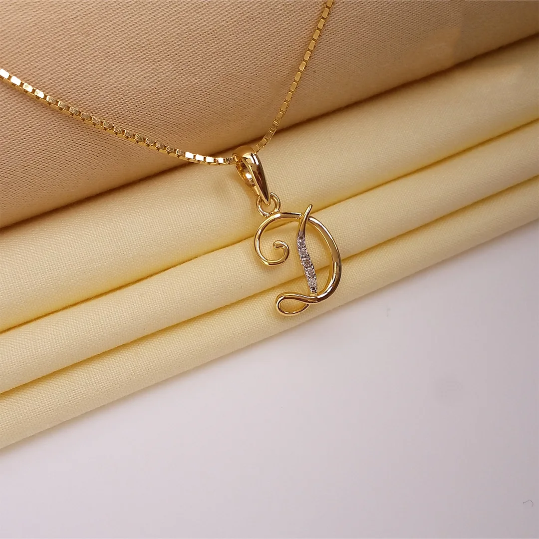 Buy D Deliz Gold Letter Pendant 18 KT yellow gold (1.451 gm). | Online By Giriraj Jewellers