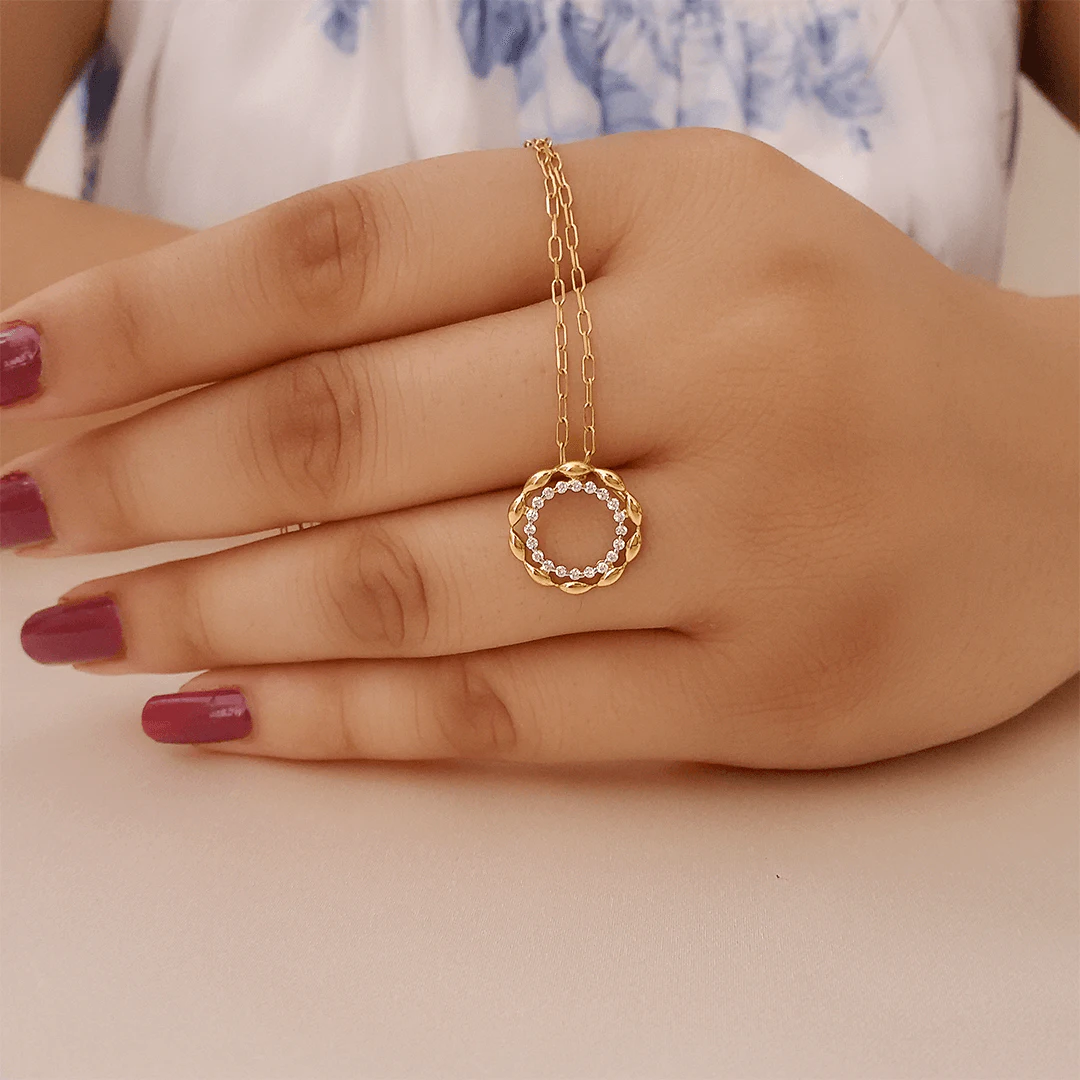 Buy Savonna Diamond Pendant 18 KT yellow gold (1.286 gm). | Online By Giriraj Jewellers
