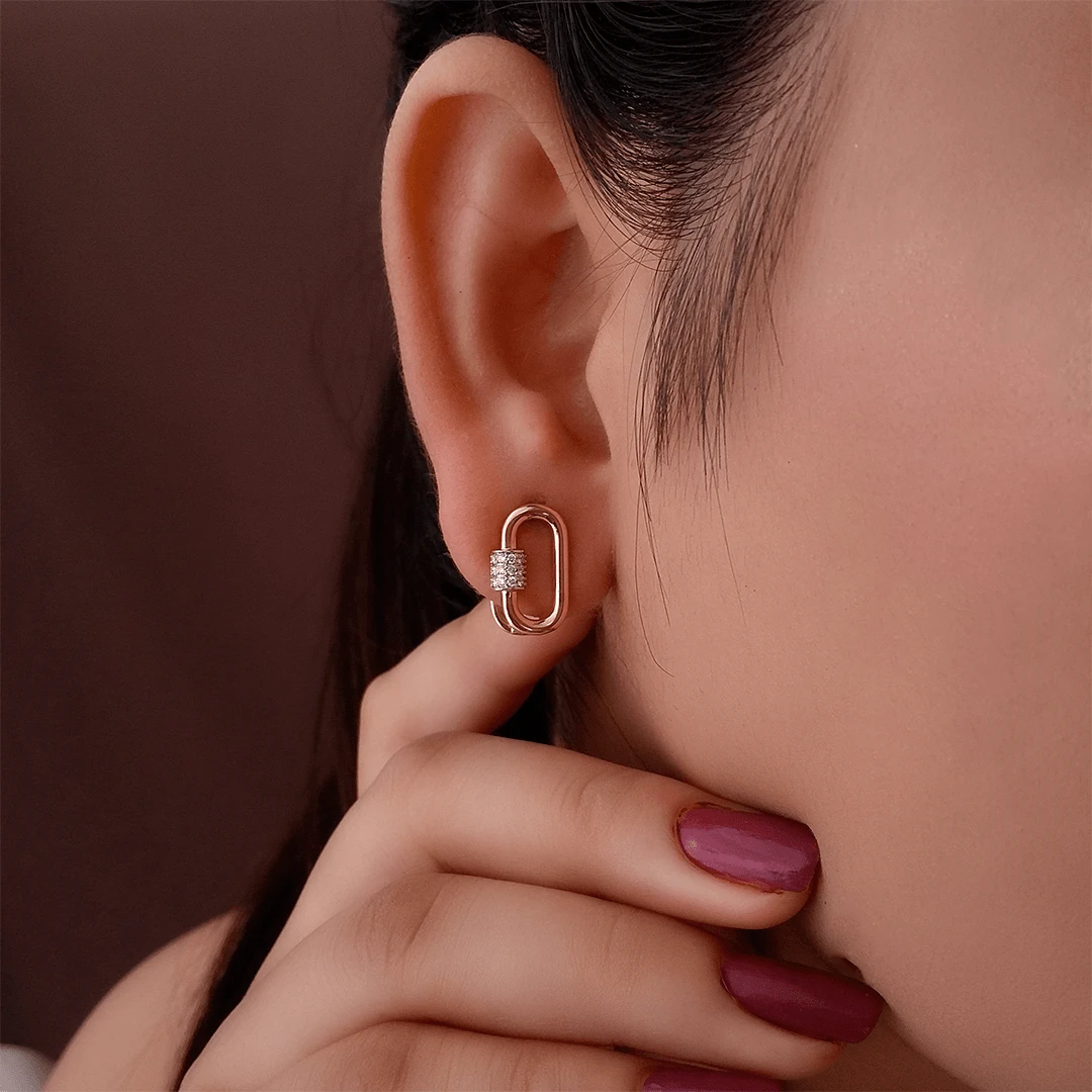 Buy Blakeley Diamond Hoop Earrings 18 KT rose gold (4.016 gm). | Online By Giriraj Jewellers