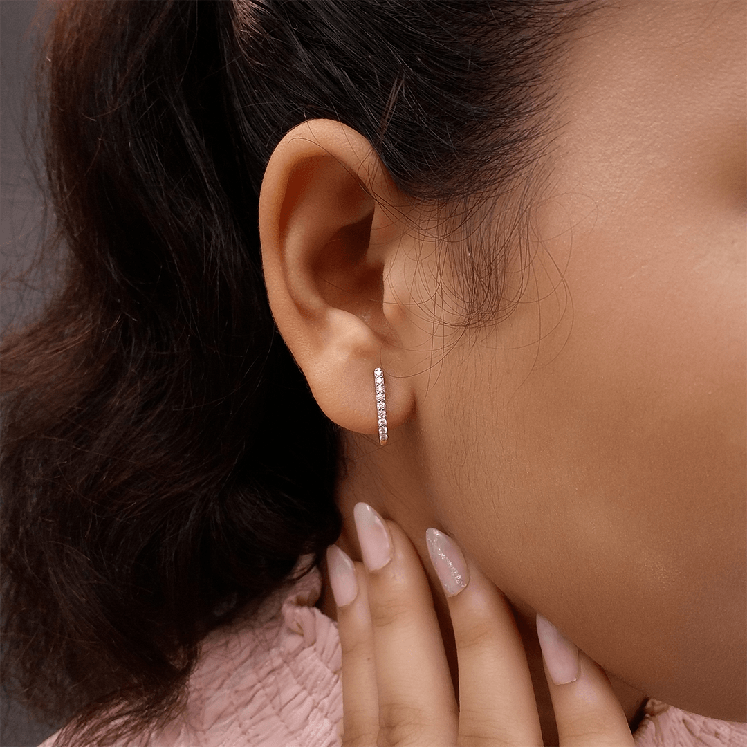 Buy Blazing Desire Diamond Hoop Earrings 18 KT yellow gold (2.71 gm). | Online By Giriraj Jewellers