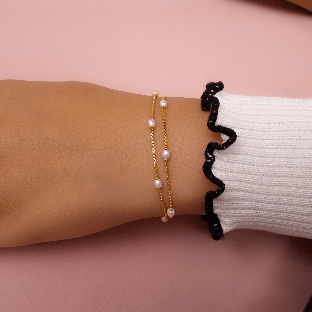 Buy Dew Droplet Pearl Bracelets 22 KT yellow gold (3.24 gm). | Online By Giriraj Jewellers