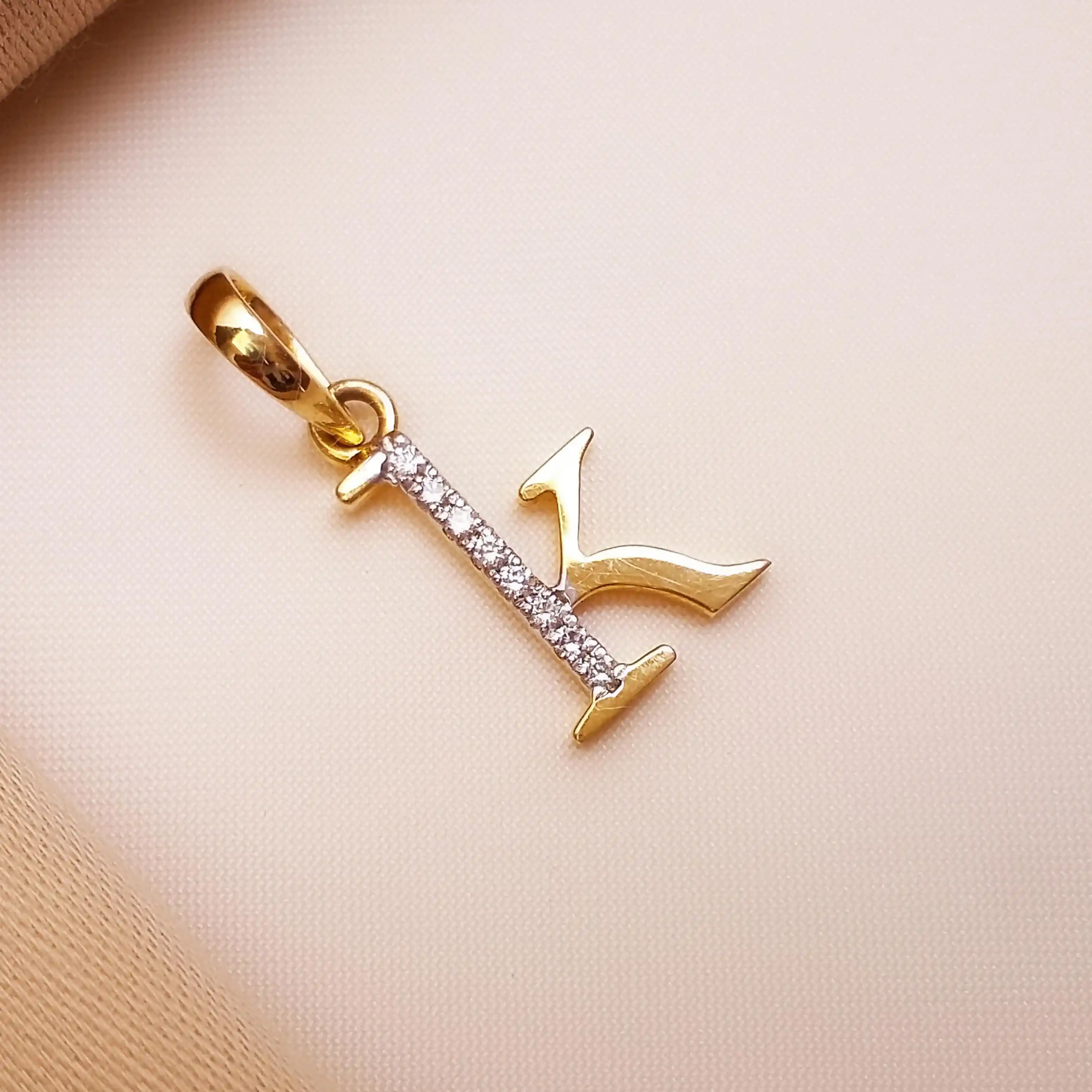 Buy K Kindly Alphabet Gold Pendant 18 KT yellow gold (1.24 gm). | Online By Giriraj Jewellers