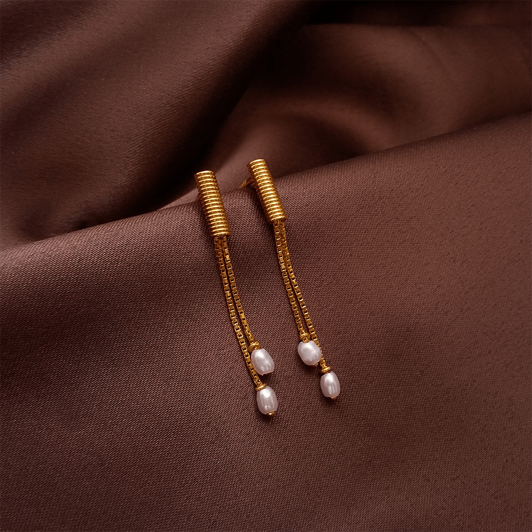 Buy Danica Gold Pearl Drop Earrings 22 KT yellow gold (3.59 gm). | Online By Giriraj Jewellers