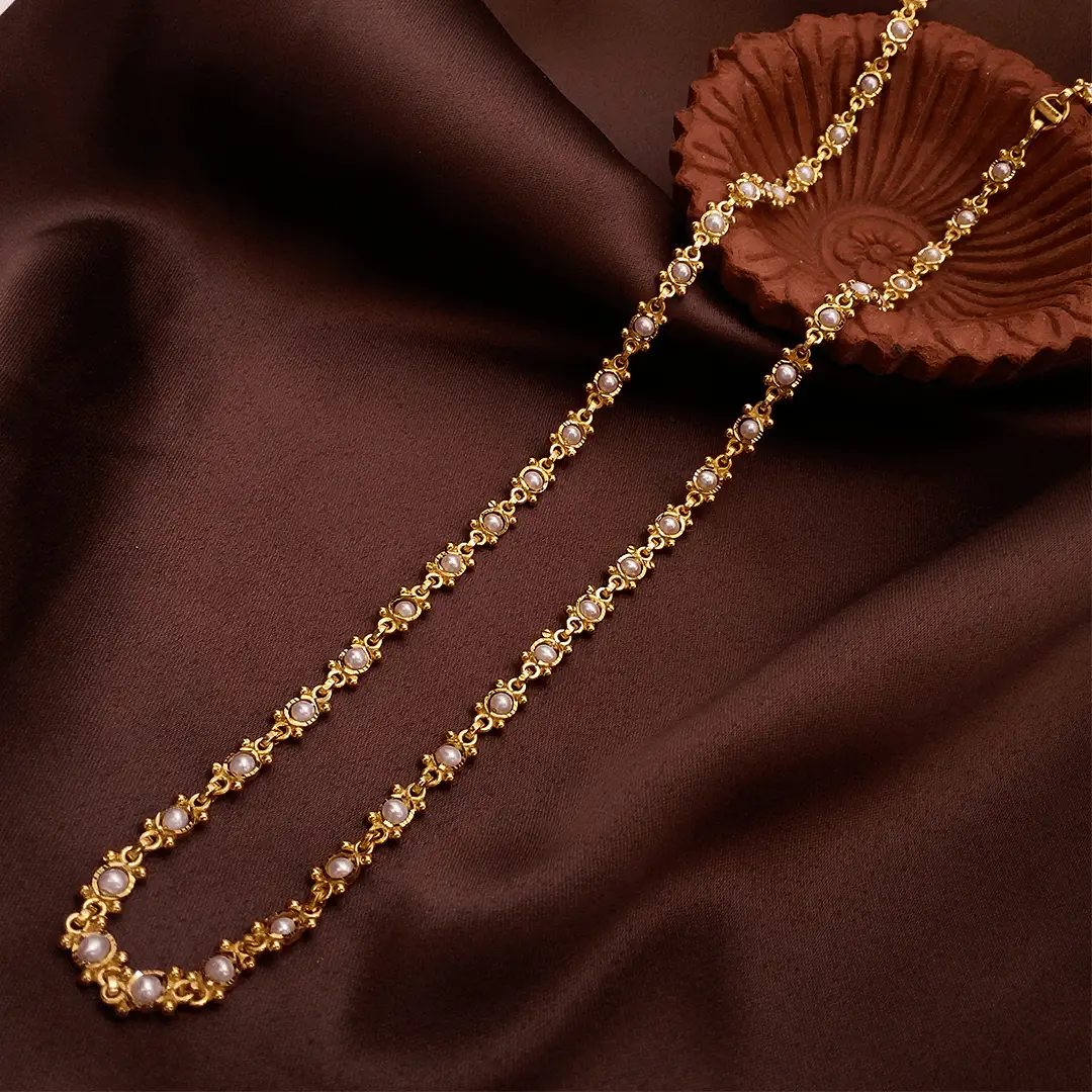 Buy Kashvi Gold Pearl Mala 22 KT yellow gold (25.18 gm). | Online By Giriraj Jewellers