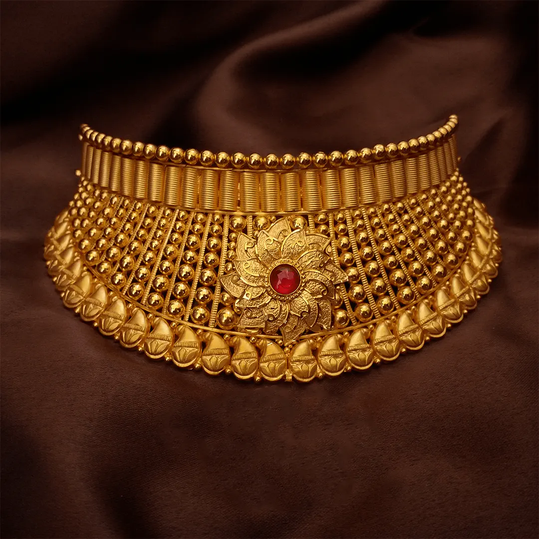 Buy Ruba 22k Gold Choker  Necklace 22 KT yellow gold (53.5 gm). | Online By Giriraj Jewellers