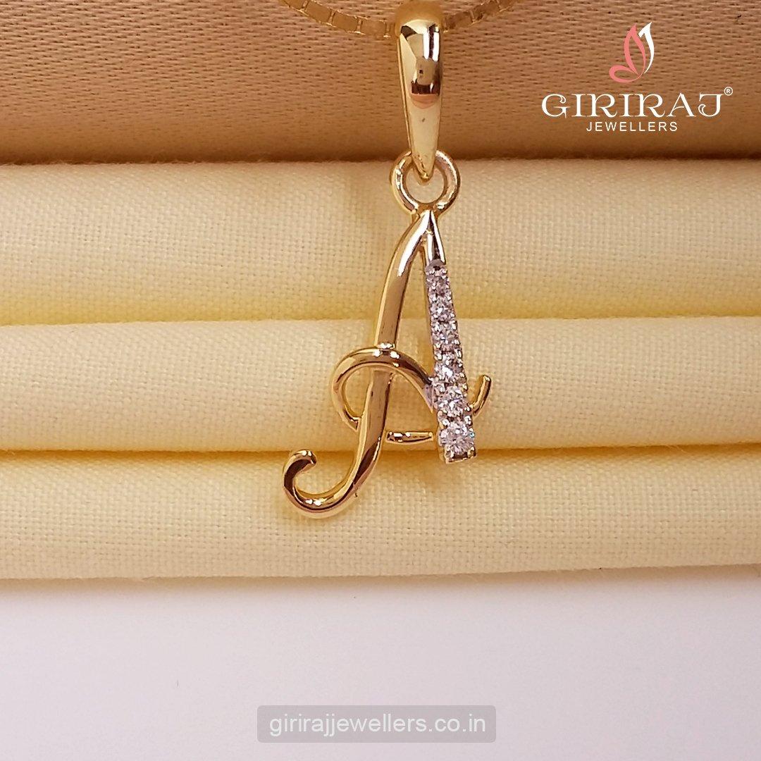 Buy A  Adore Alphabet Gold Pendant 18 KT yellow gold (1.13 gm). | Online By Giriraj Jewellers