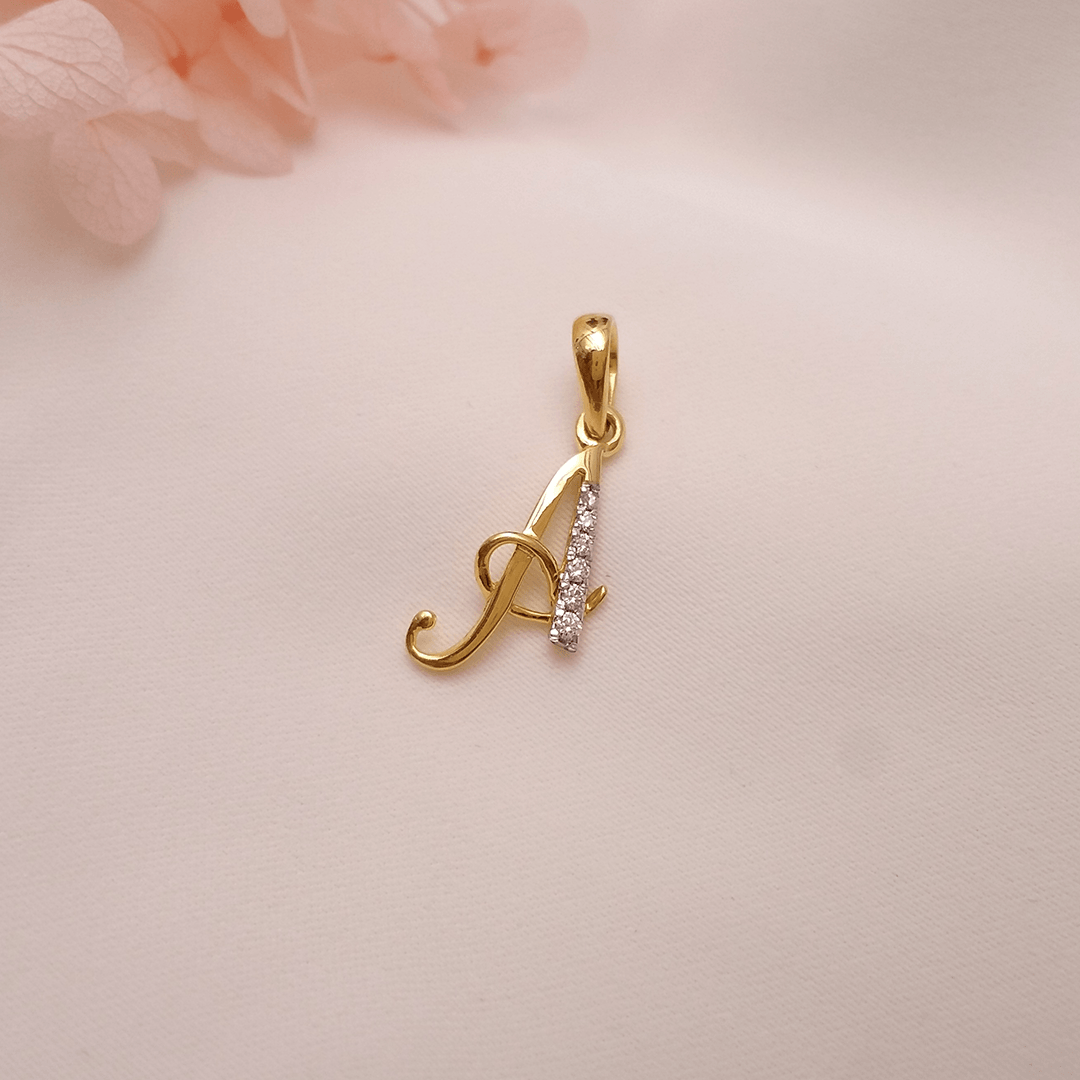 Buy A  Adore Alphabet Gold Pendant 18 KT yellow gold (0.978 gm). | Online By Giriraj Jewellers