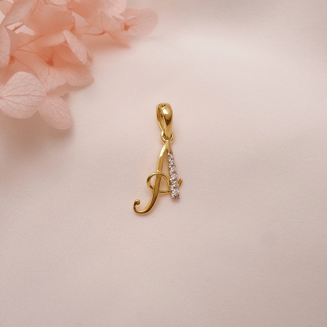 Buy A  Adore Alphabet Gold Pendant 18 KT yellow gold (1.2 gm). | Online By Giriraj Jewellers