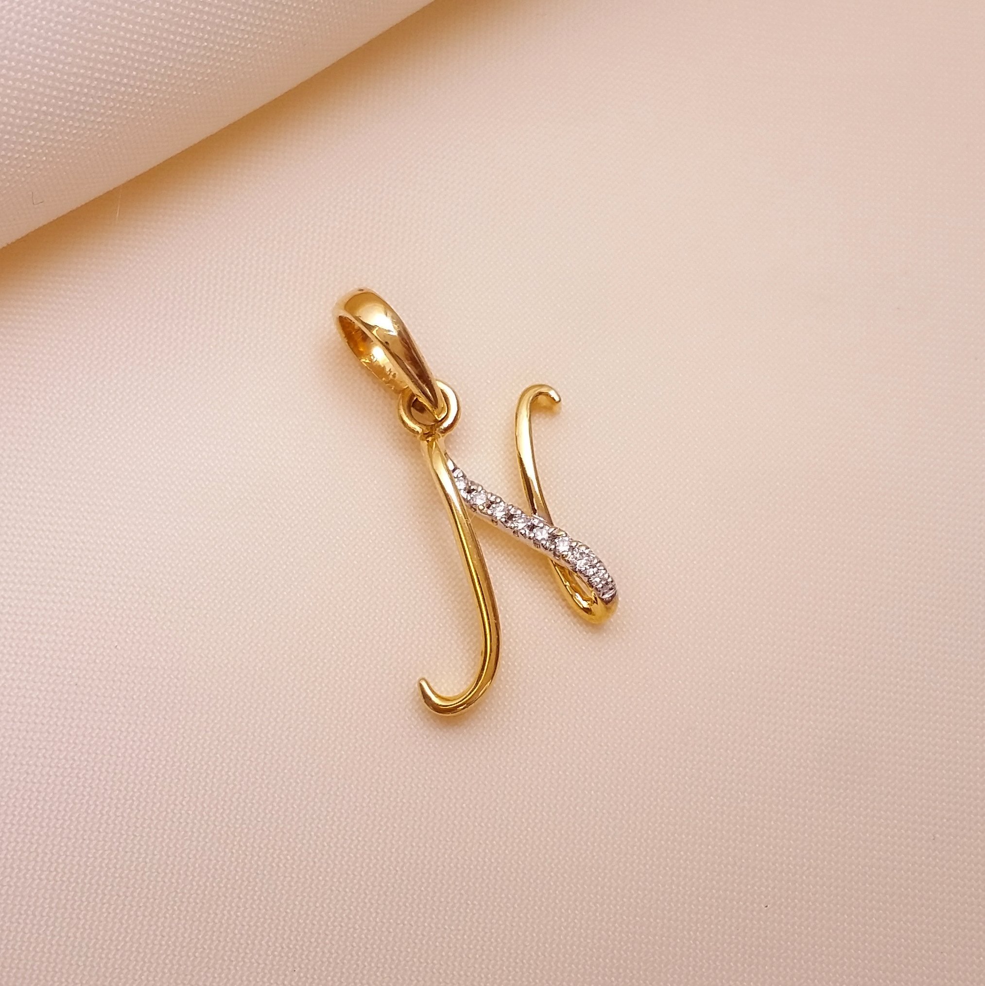 Buy N Novelty Alphabet Gold Pendant 18 KT yellow gold (1.45 gm). | Online By Giriraj Jewellers