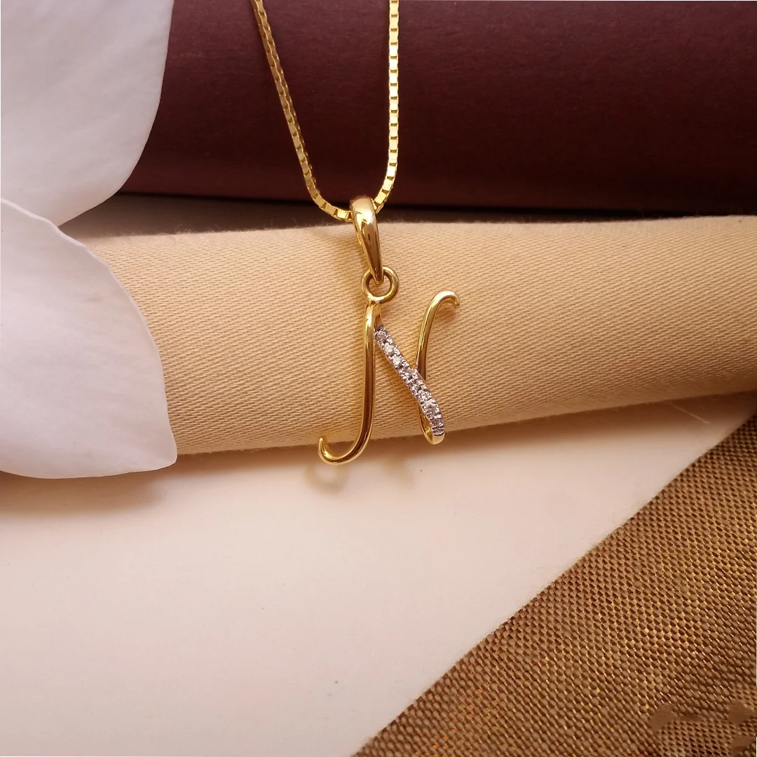Buy N Novelty Alphabet Gold Pendant 18 KT yellow gold (1.45 gm). | Online By Giriraj Jewellers