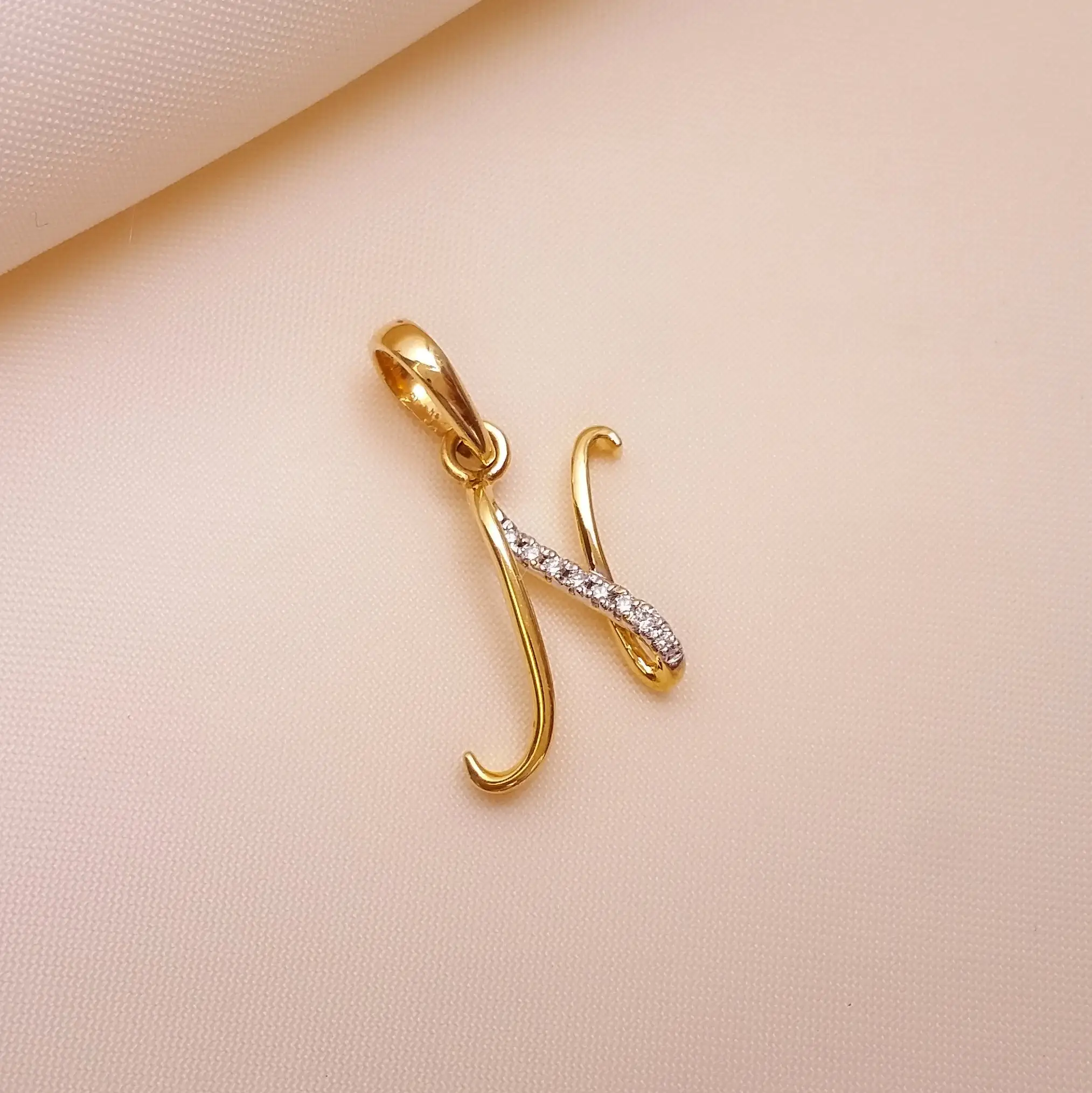 Buy N Novelty Alphabet Gold Pendant 18 KT yellow gold (1.45 gm). | Online By Giriraj Jewellers